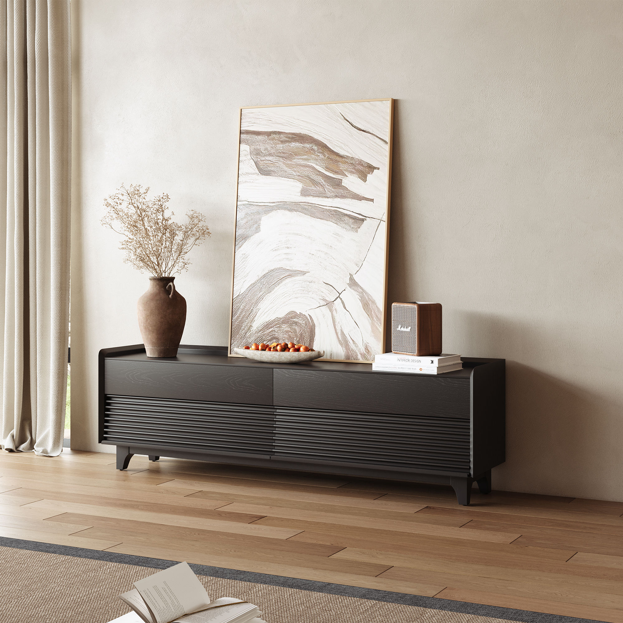 On the Ground Walnut Plywood TV Stands