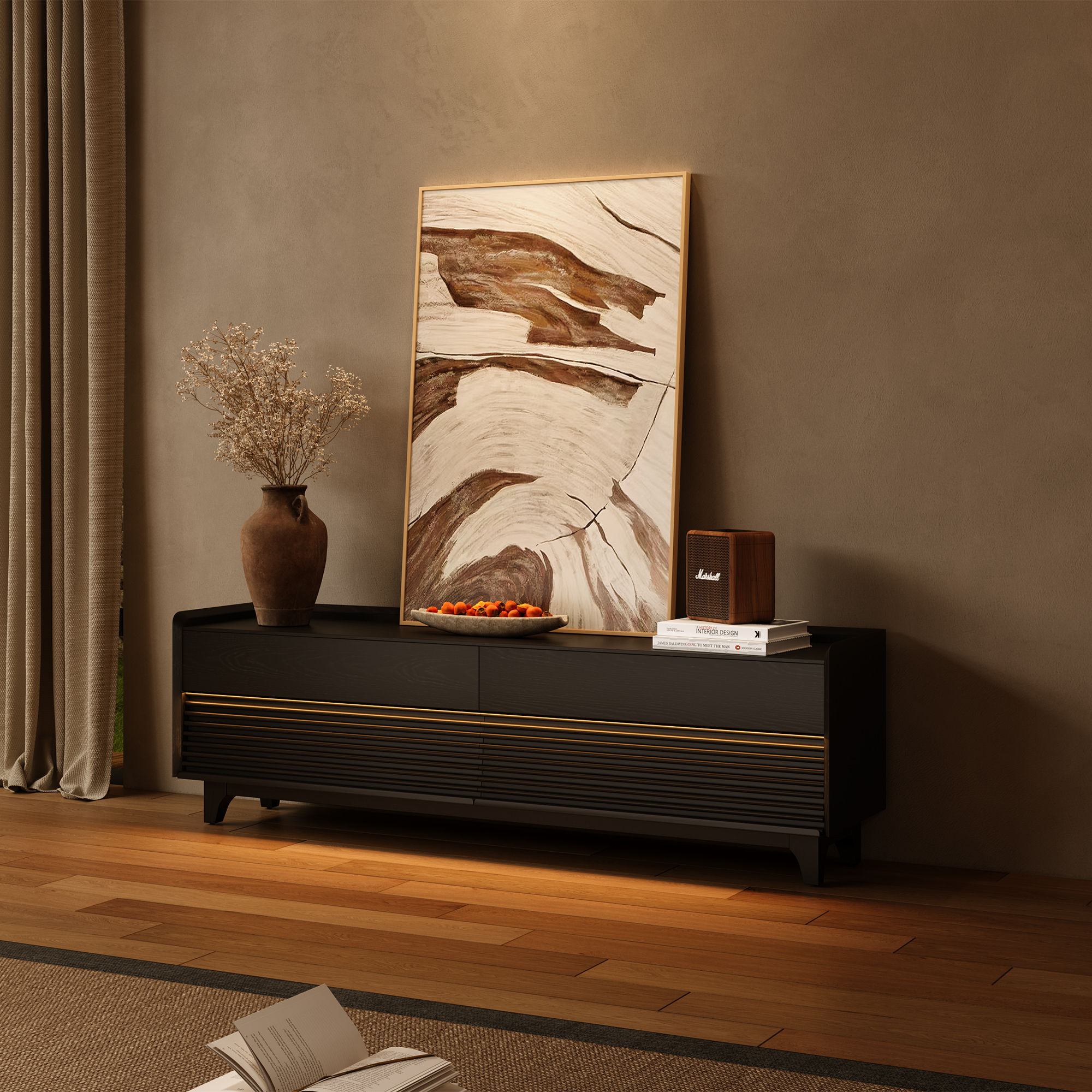 Fully Assemble Walnut Plywood TV Stands