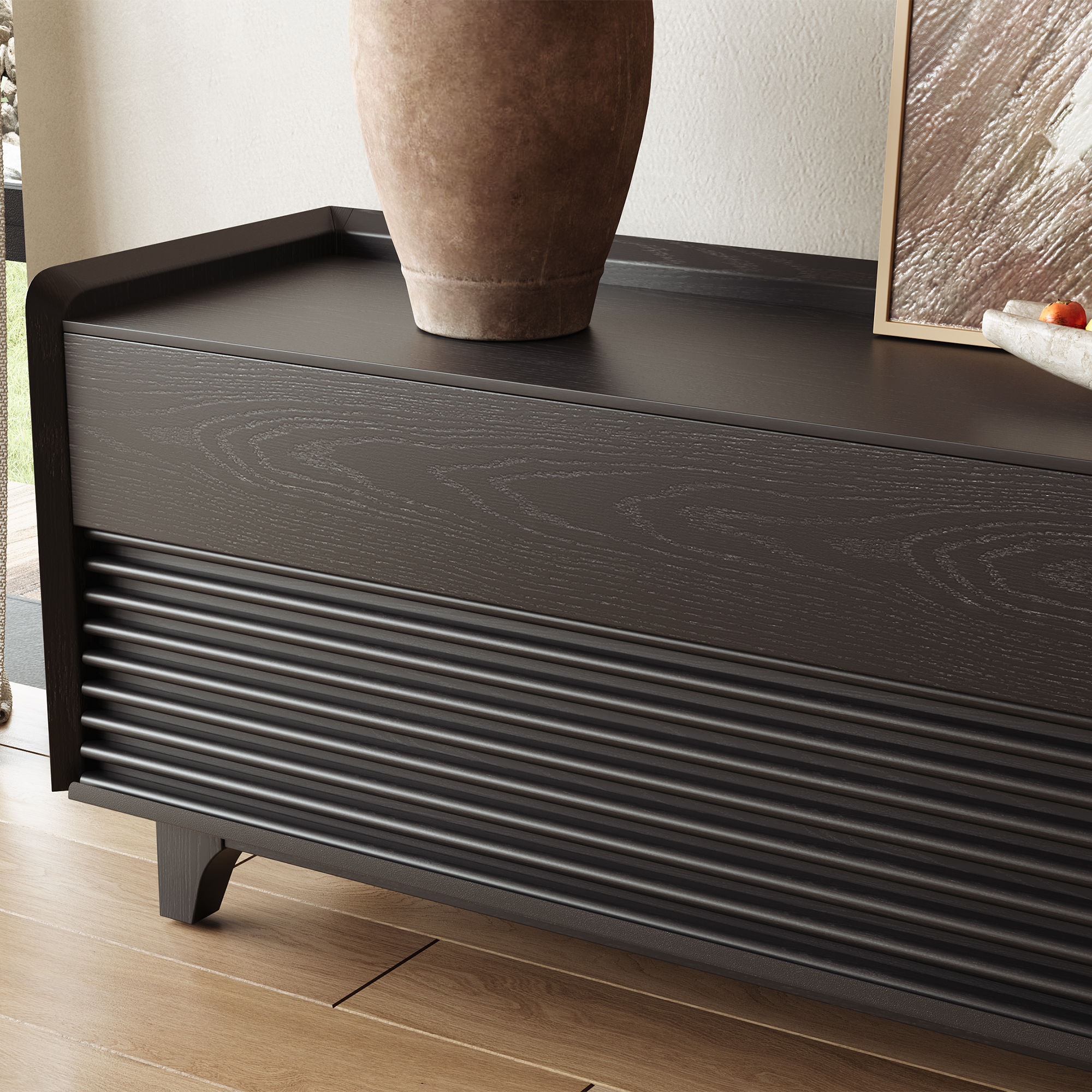 Rectangular Walnut Plywood TV Stands