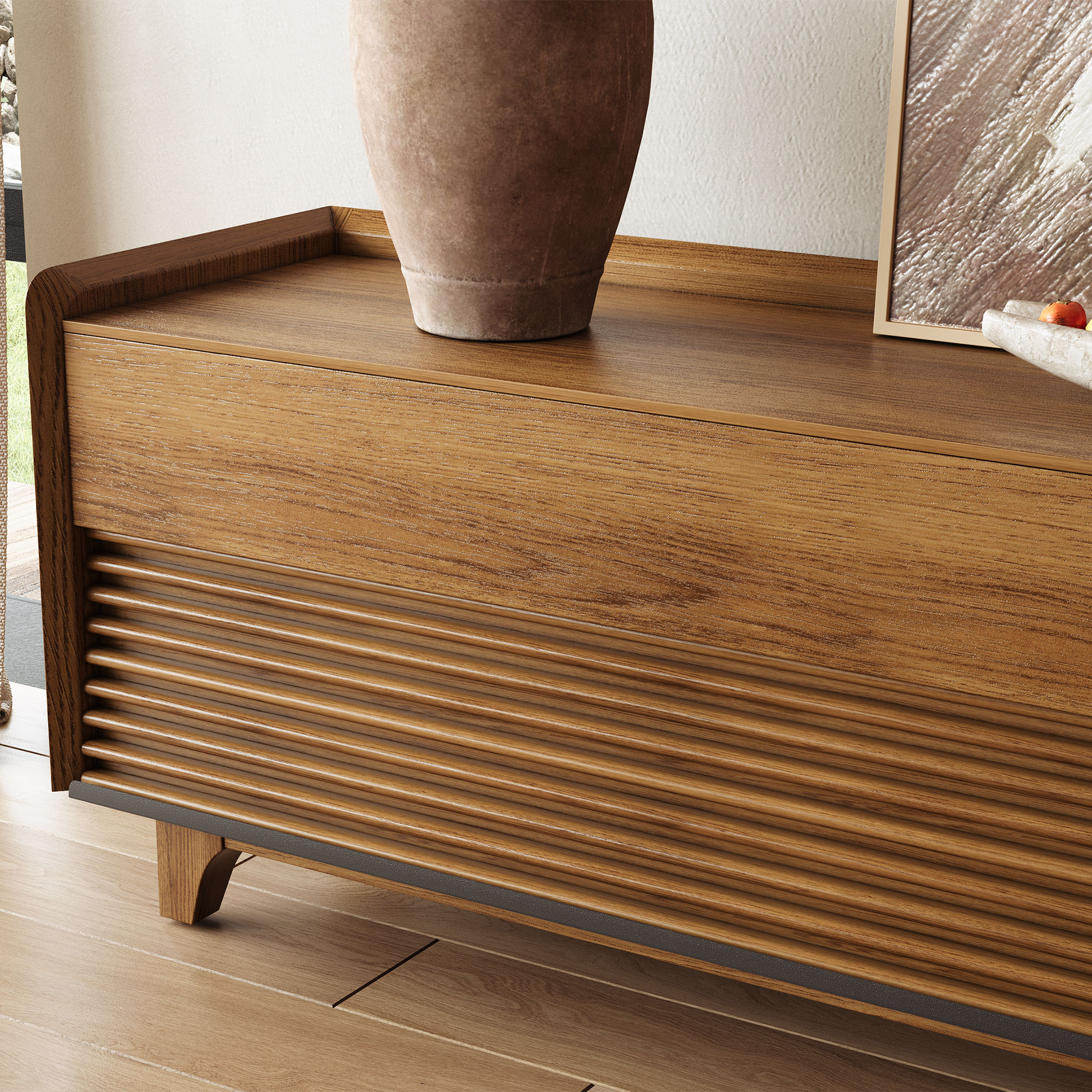 Wood Tabletop Walnut Plywood TV Stands