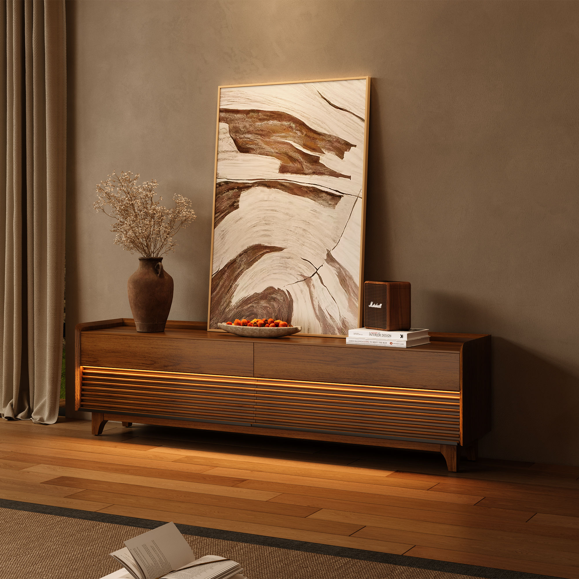 Mid Century Modern Walnut Plywood TV Stands