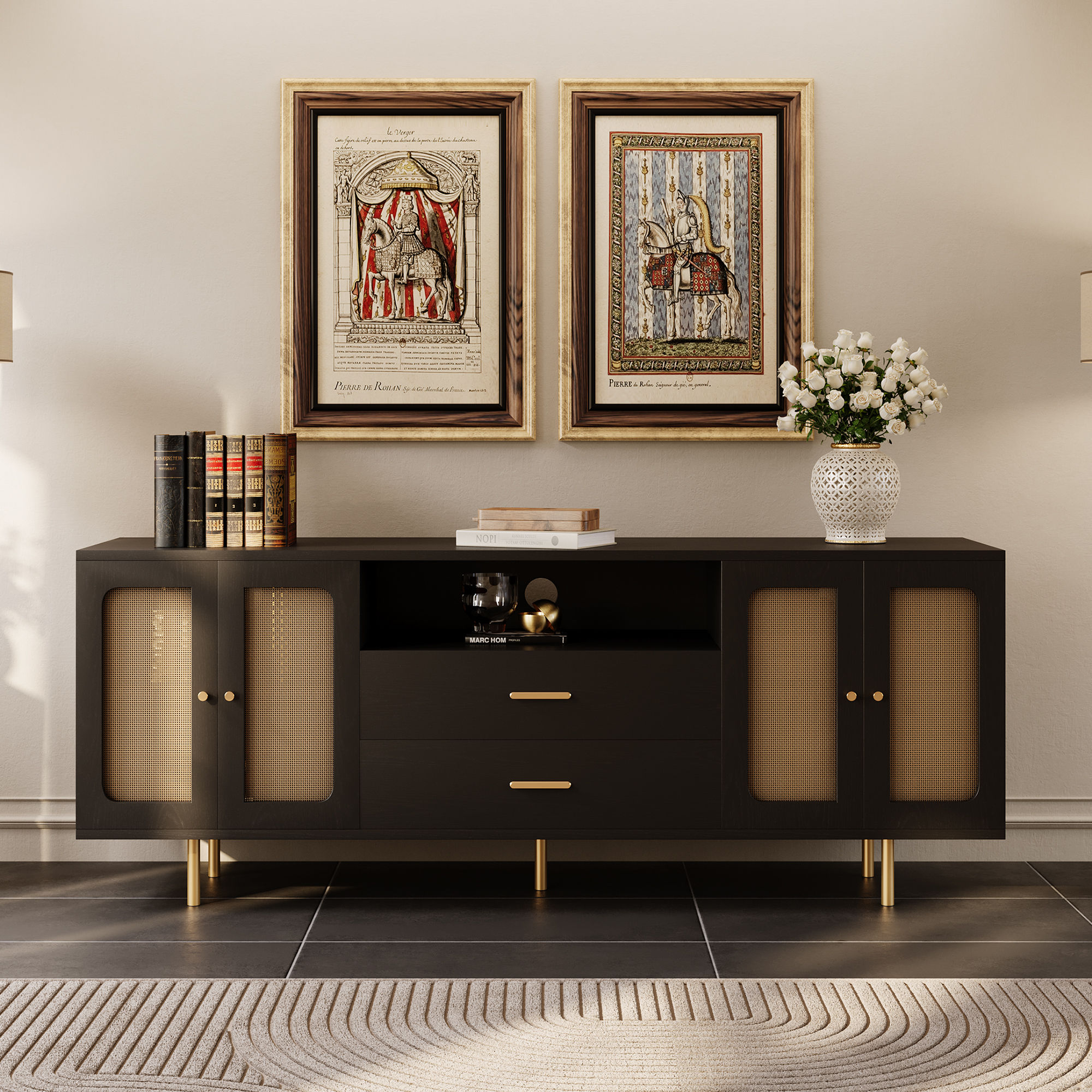 with Cabinets Black MDF TV Stands