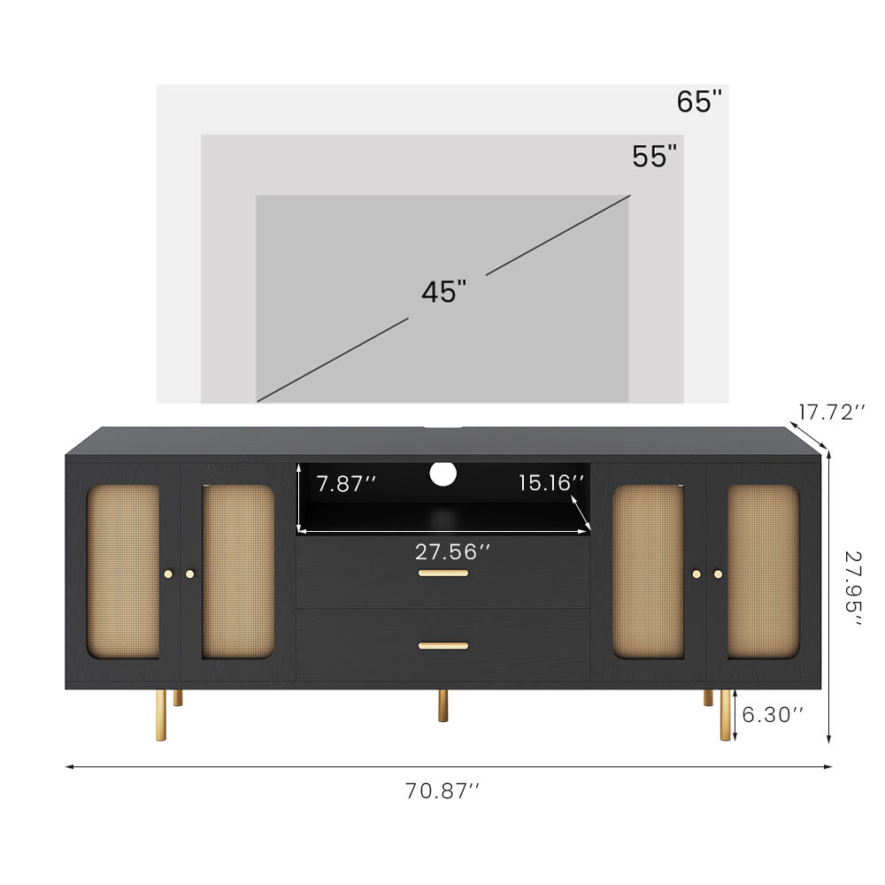 Floor TV Stand Black MDF TV Stands