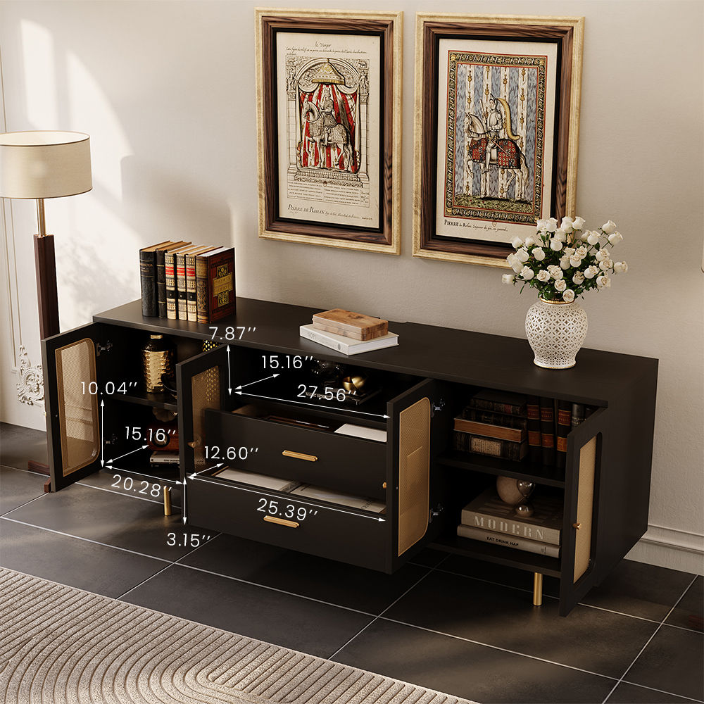 Floor TV Stand Black MDF TV Stands