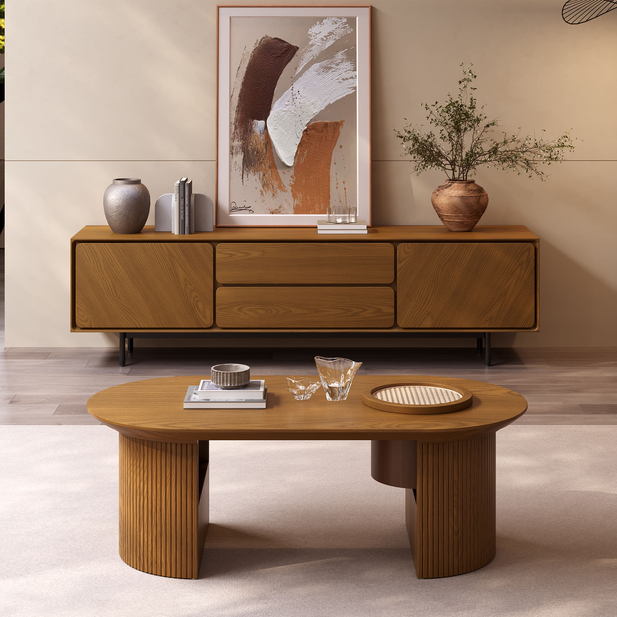 Wood Walnut Color MDF TV Stands