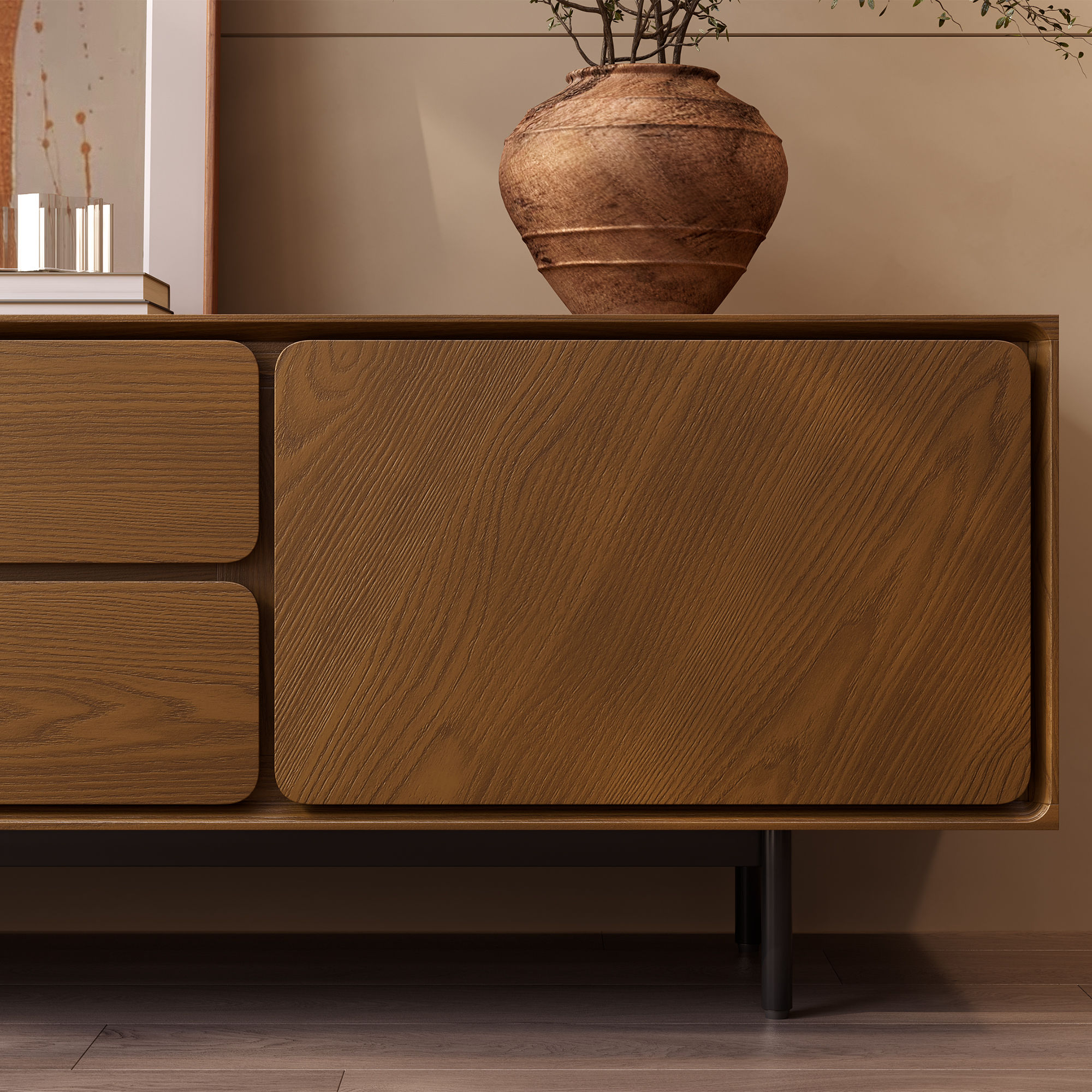 Wood Walnut Color MDF TV Stands