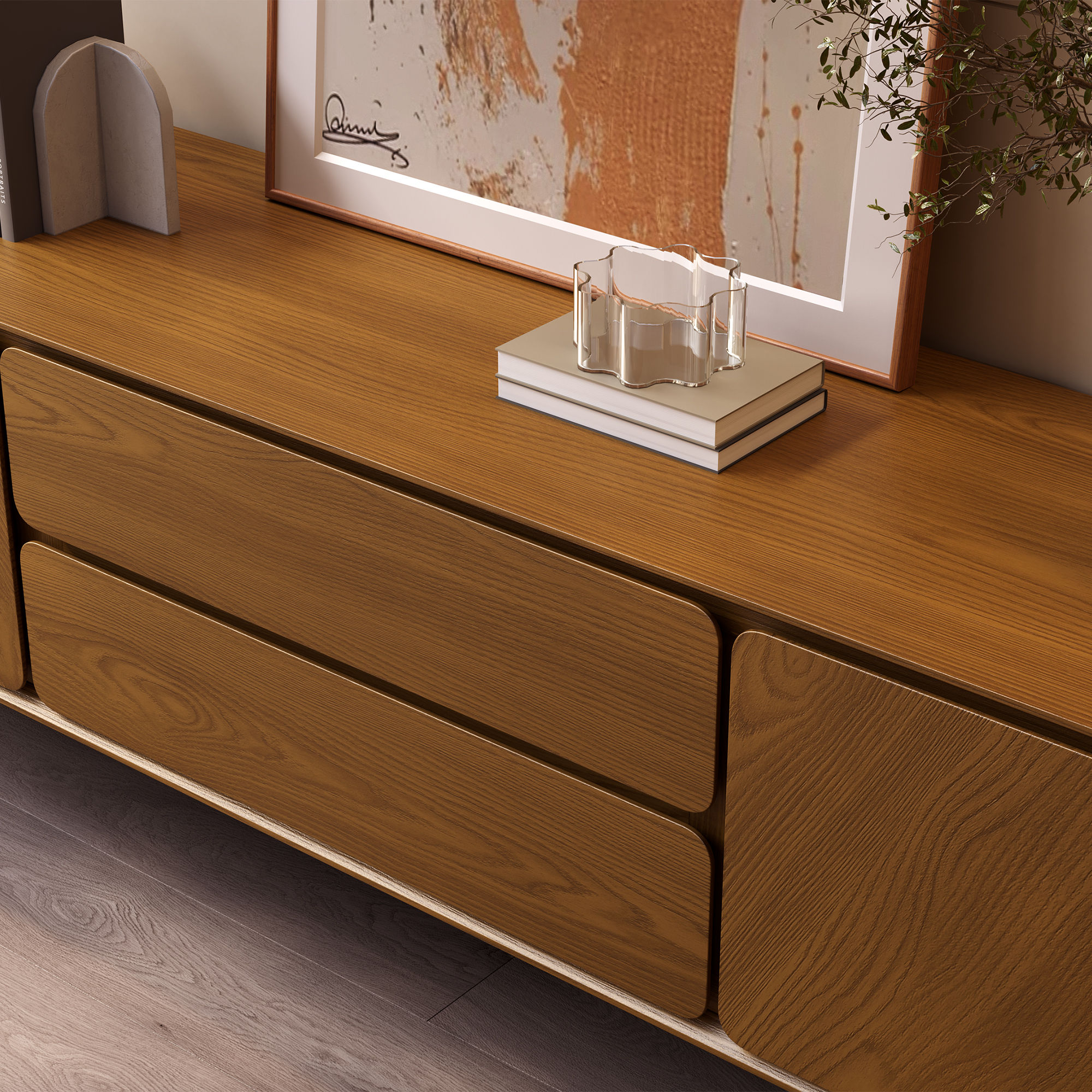 Floor TV Stand Walnut Color MDF TV Stands