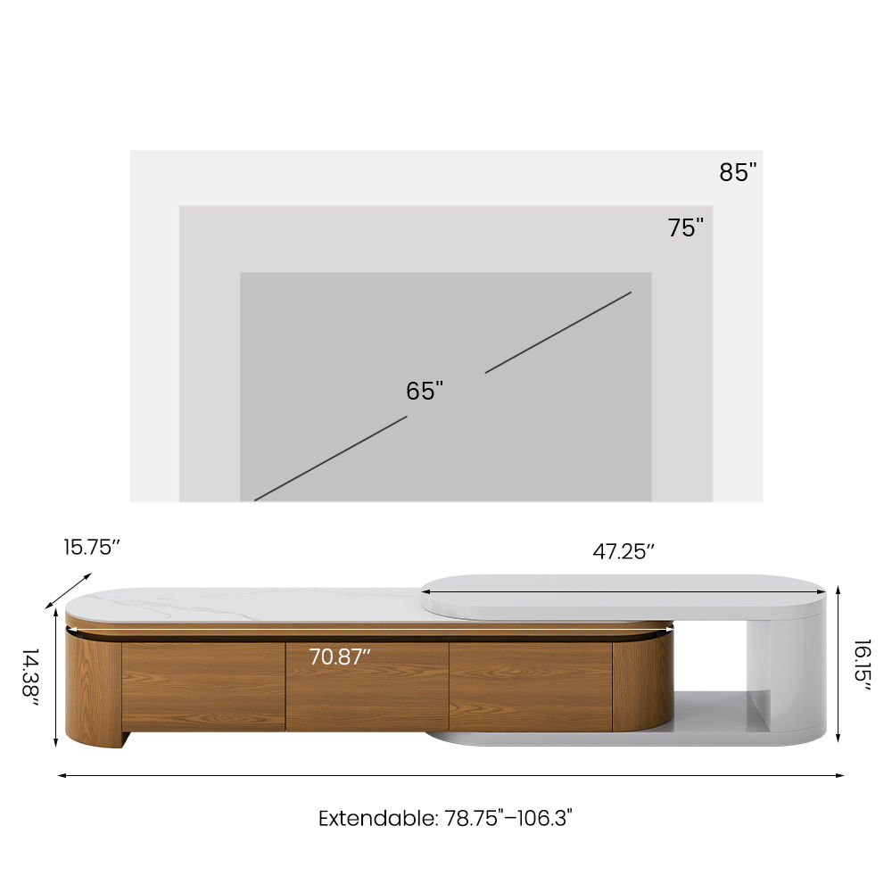 Mid Century Modern Dark Wood & White MDF TV Stands