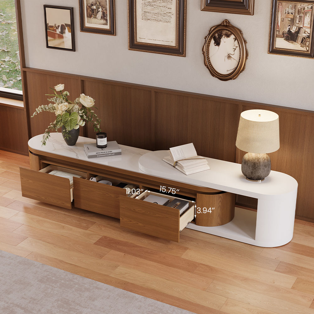 Wood Dark Wood & White MDF TV Stands