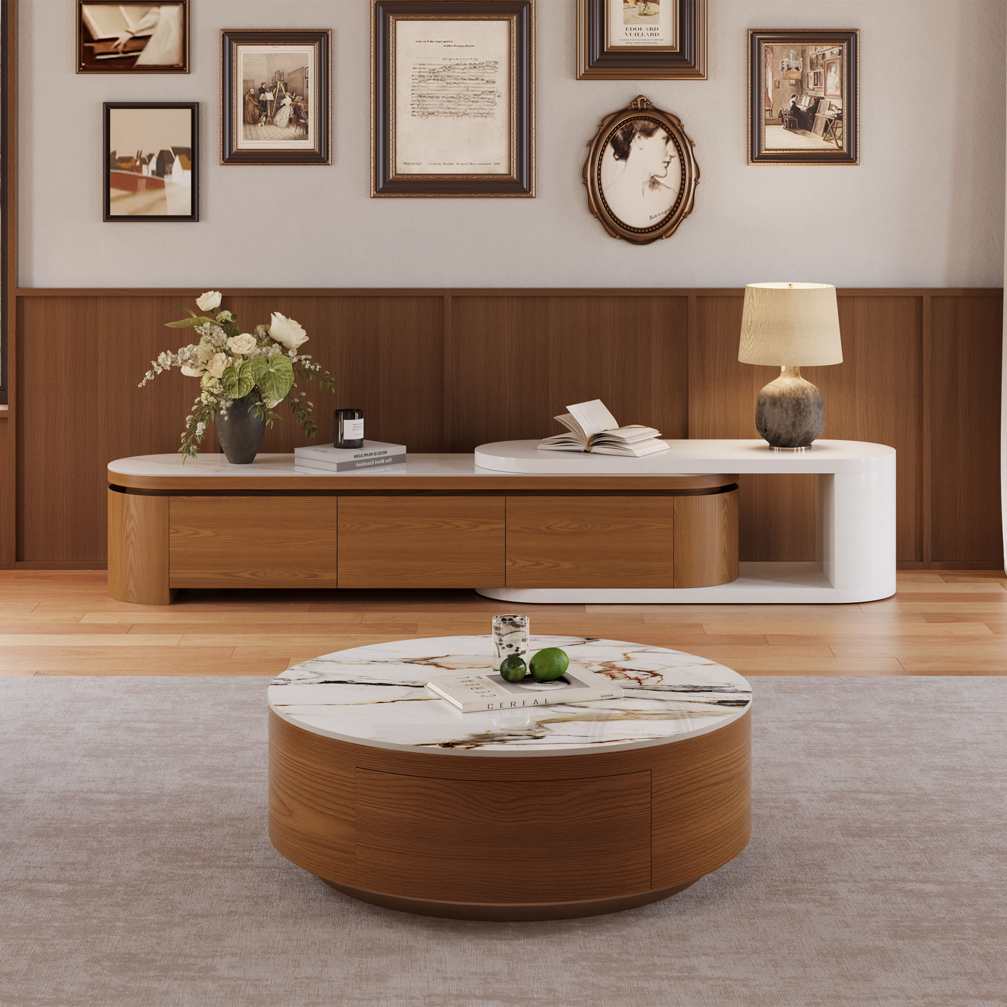 Partly Assemble Dark Wood & White MDF TV Stands