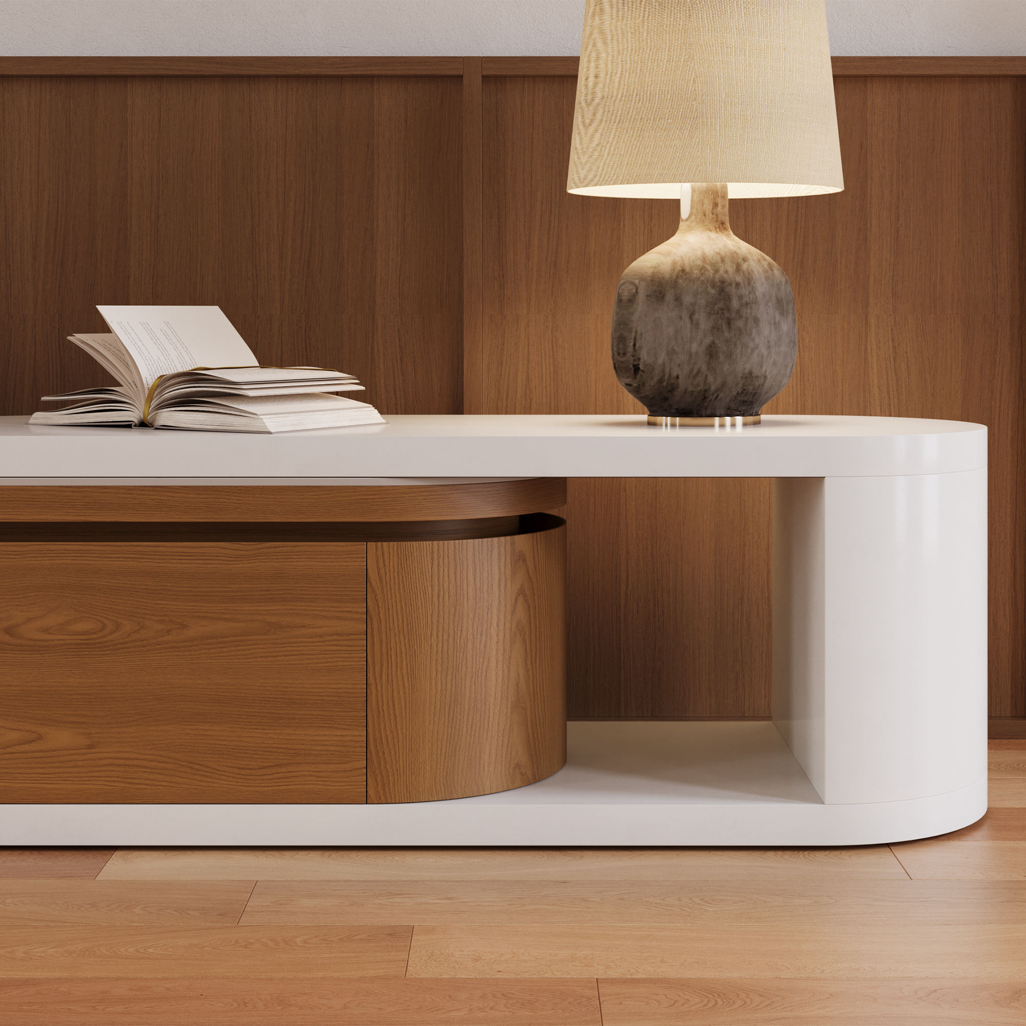 Partly Assemble Dark Wood & White MDF TV Stands