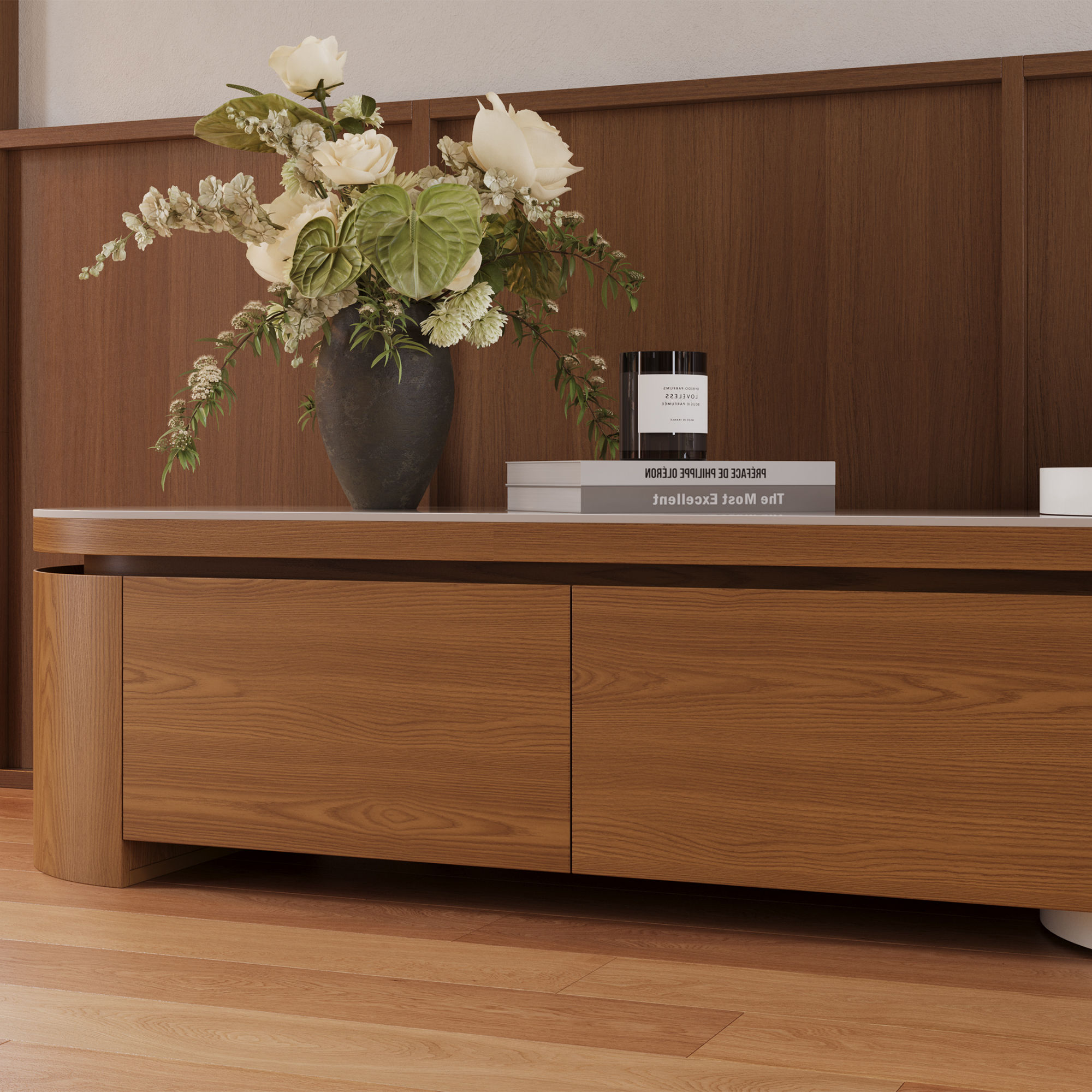 Extendable Dark Wood & White MDF TV Stands