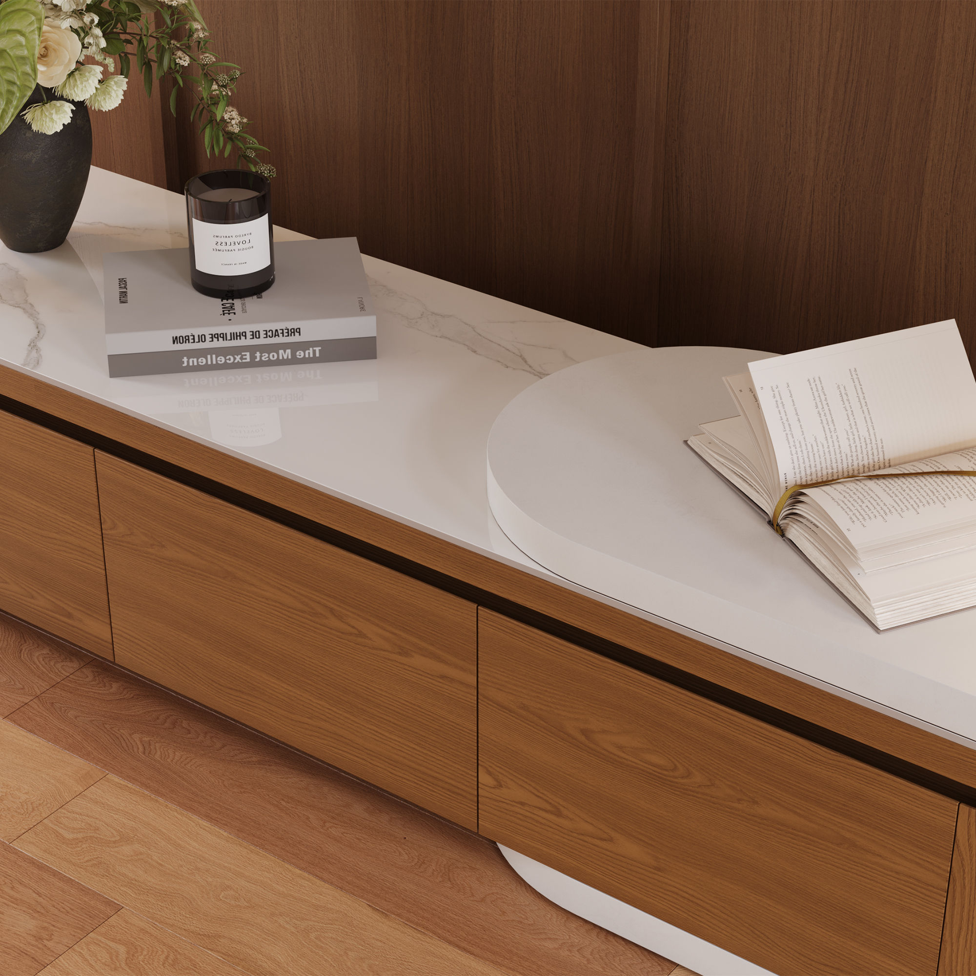 Extendable Dark Wood & White MDF TV Stands