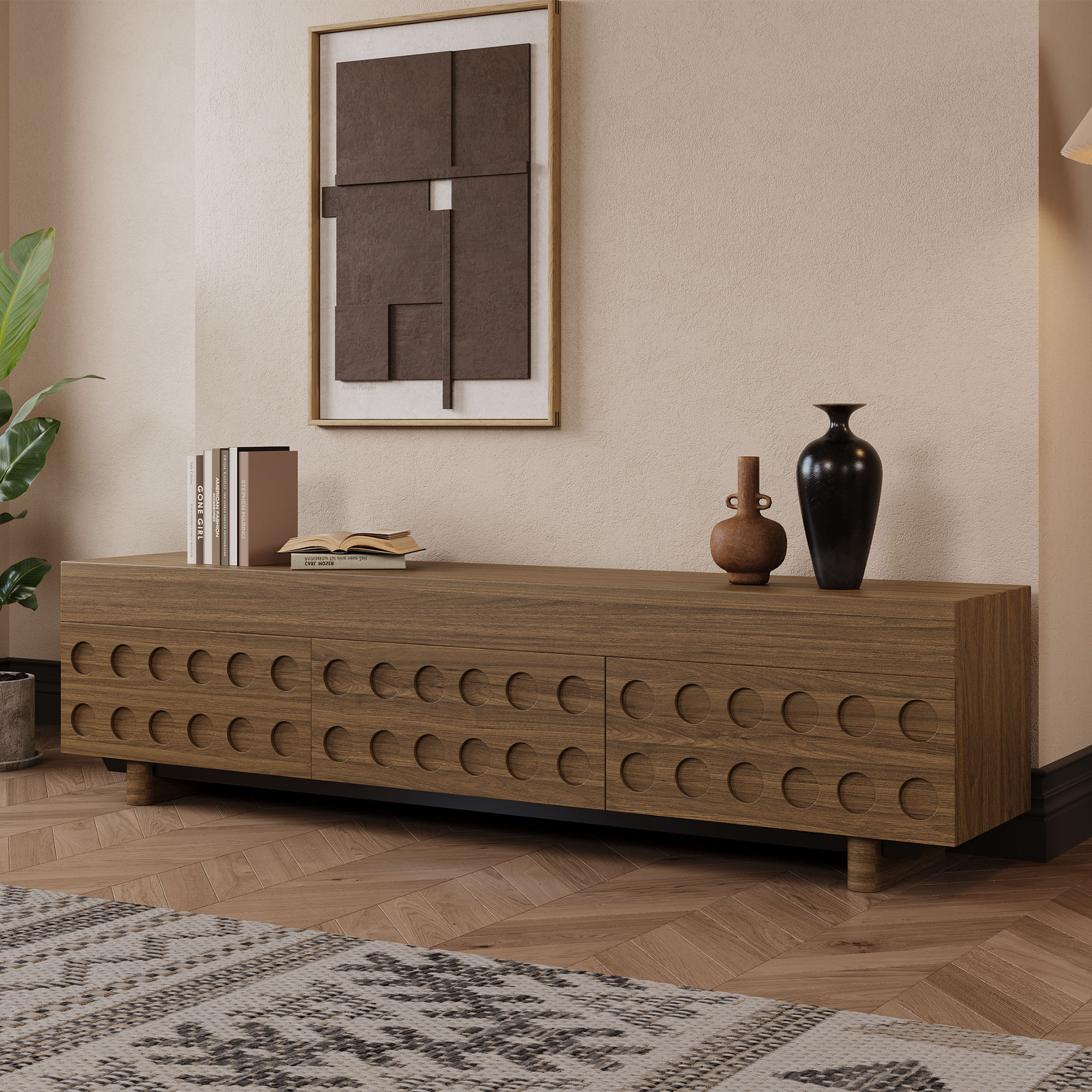 Partly Assemble Walnut Color MDF TV Stands