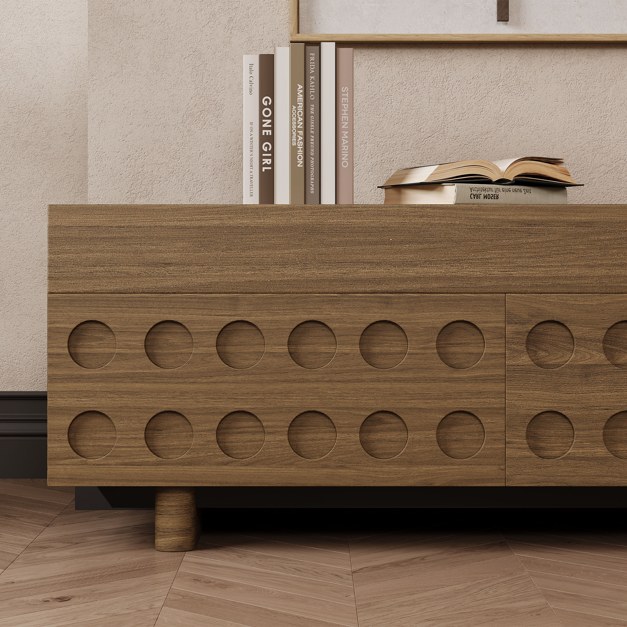 with Drawers Walnut Color MDF TV Stands