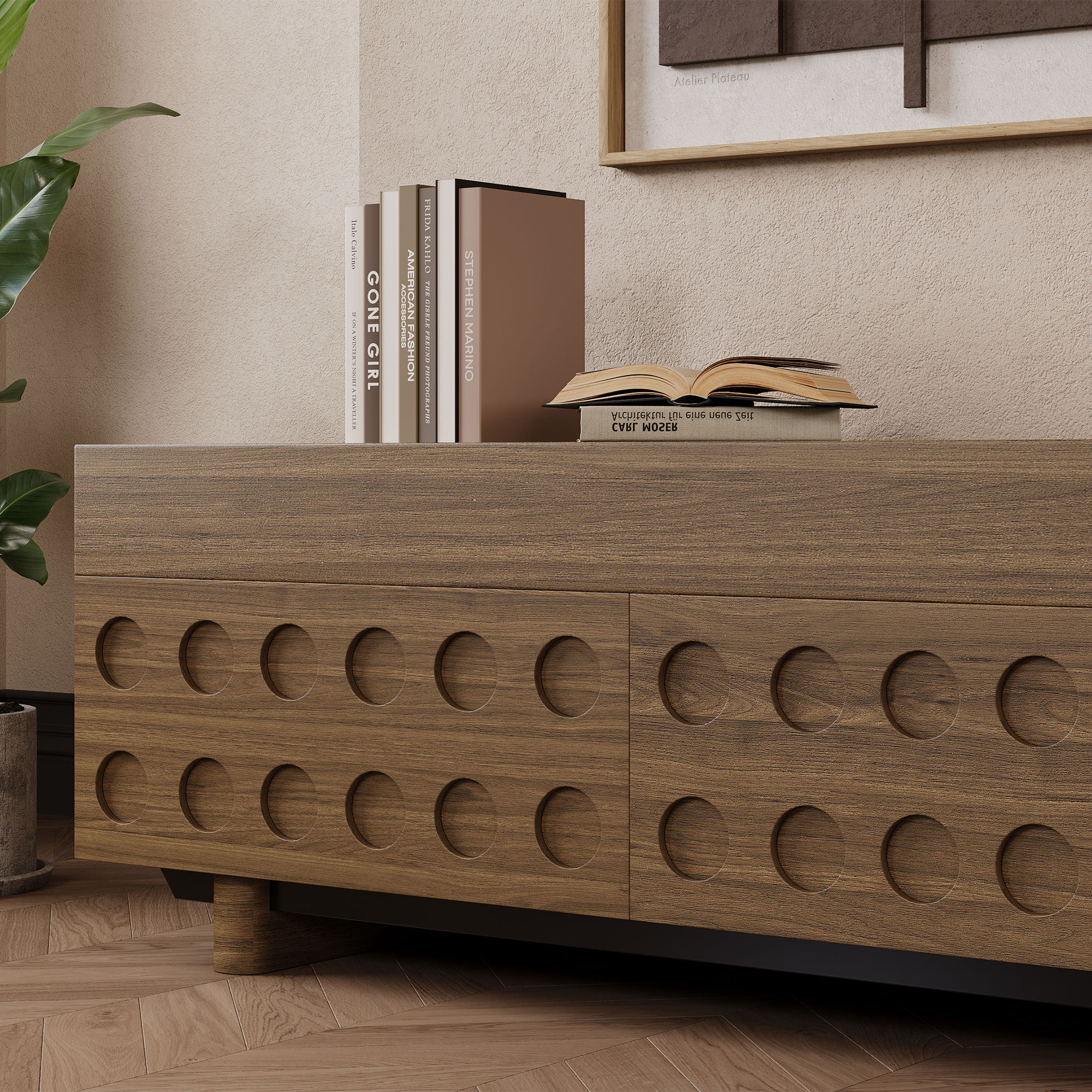 Partly Assemble Walnut Color MDF TV Stands