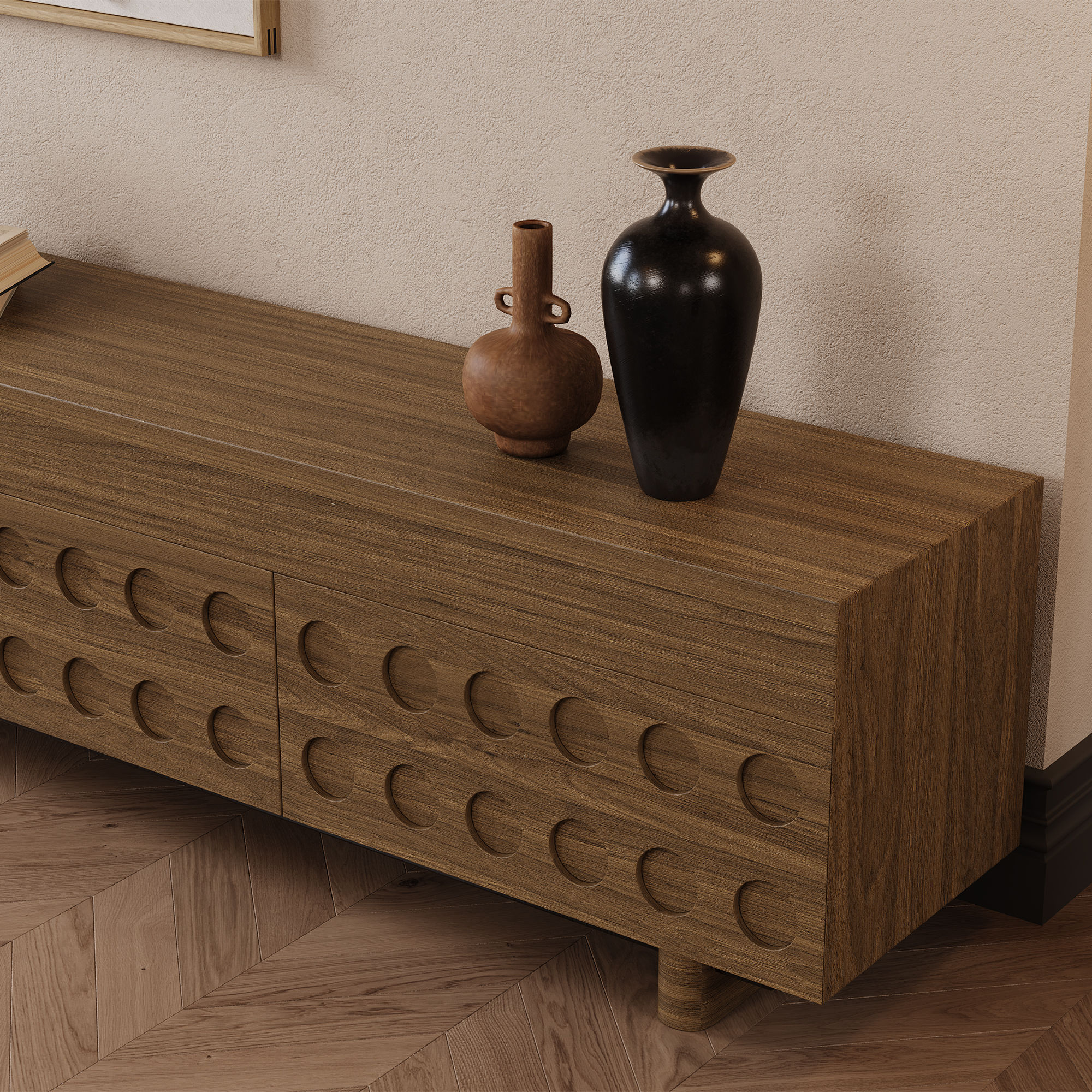 Partly Assemble Walnut Color MDF TV Stands