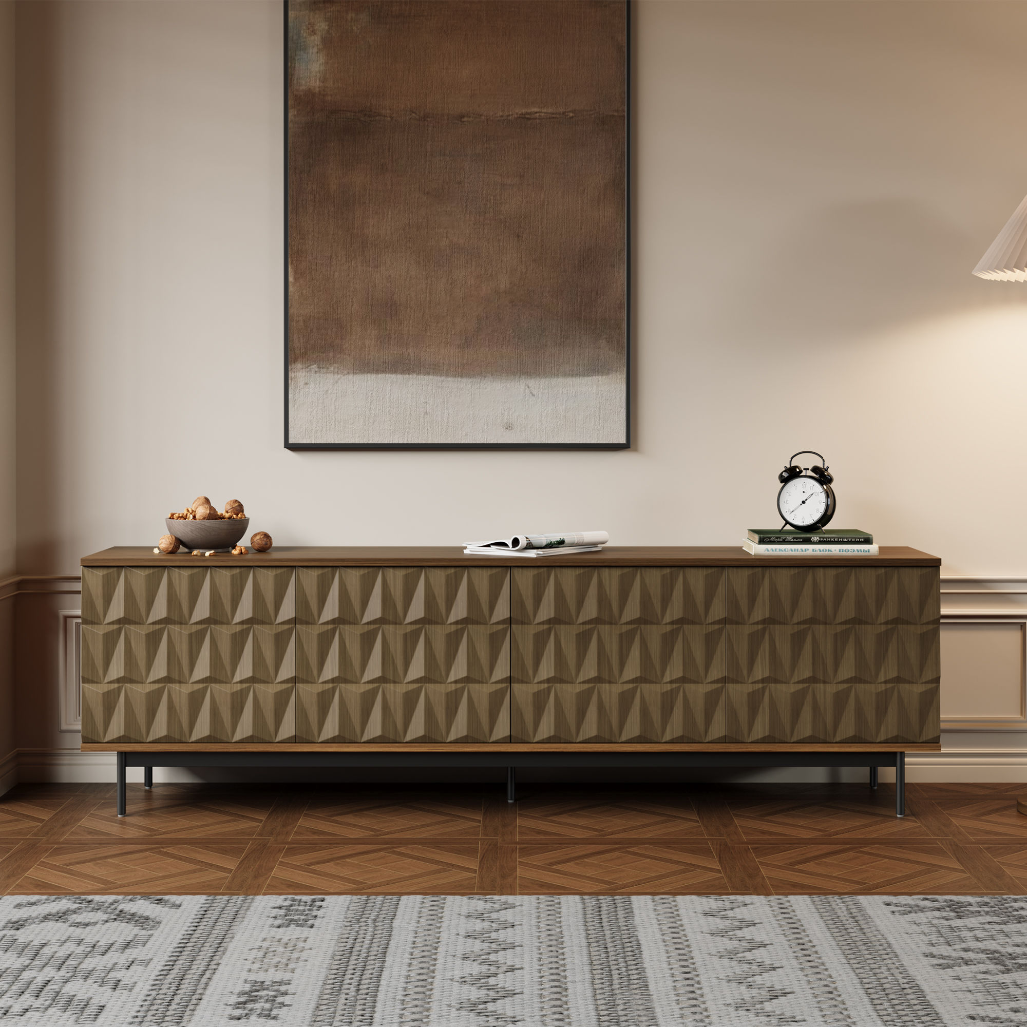 Partly Assemble Walnut Color MDF TV Stands