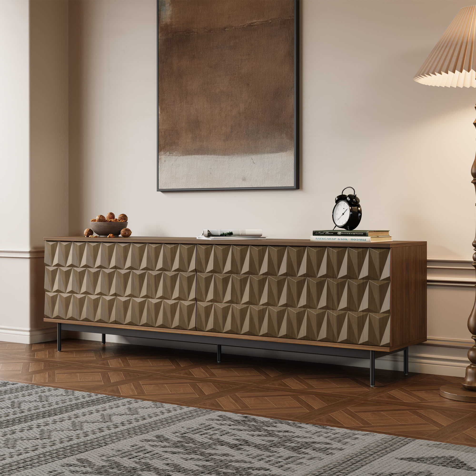 Partly Assemble Walnut Color MDF TV Stands