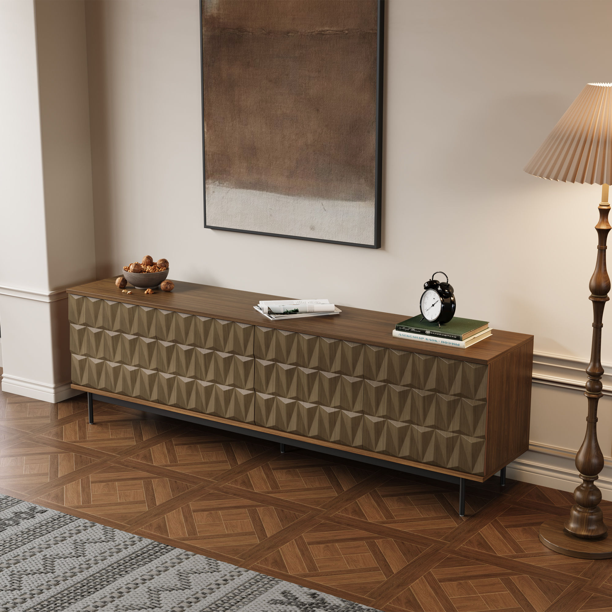 Wood Walnut Color MDF TV Stands