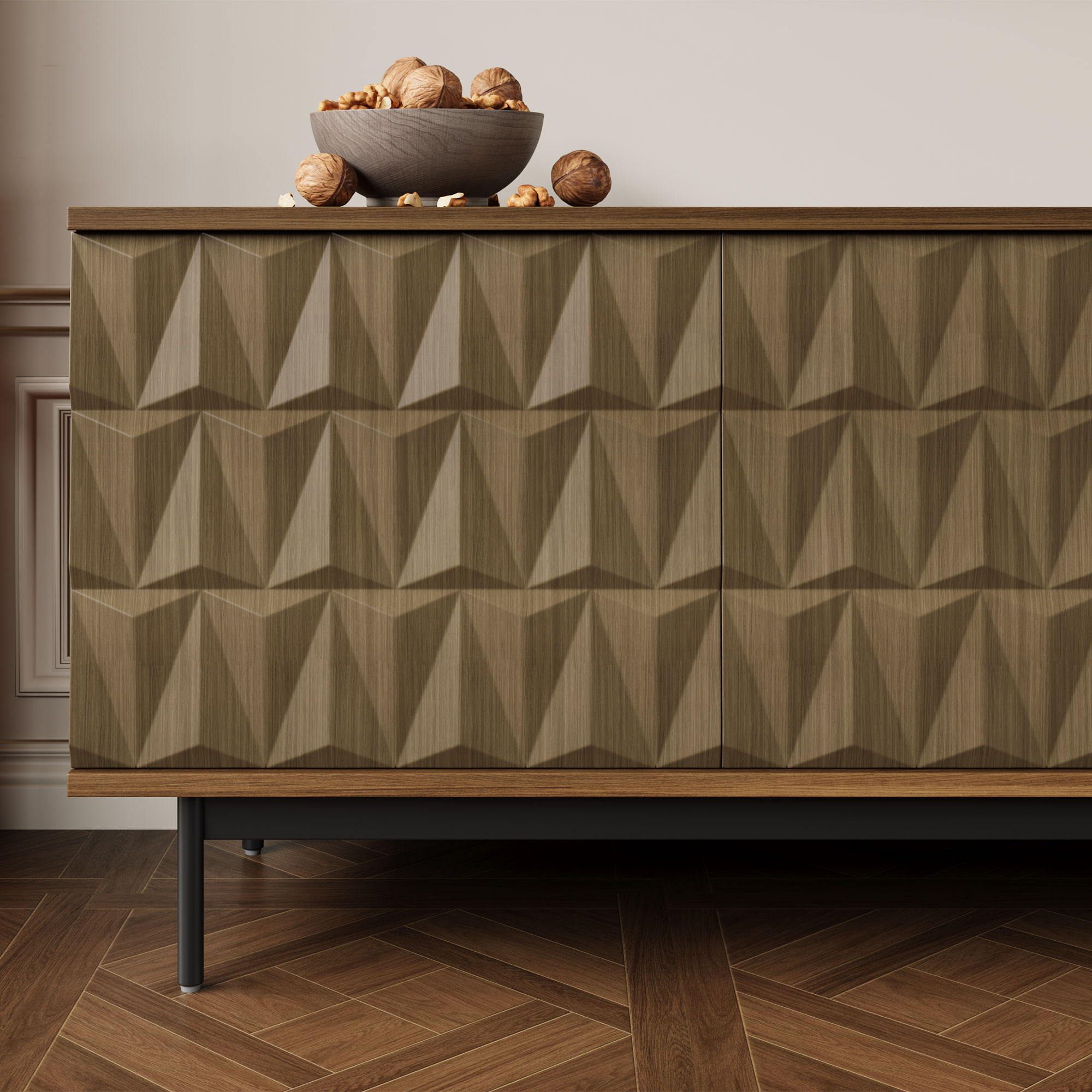 with Storage Walnut Color MDF TV Stands