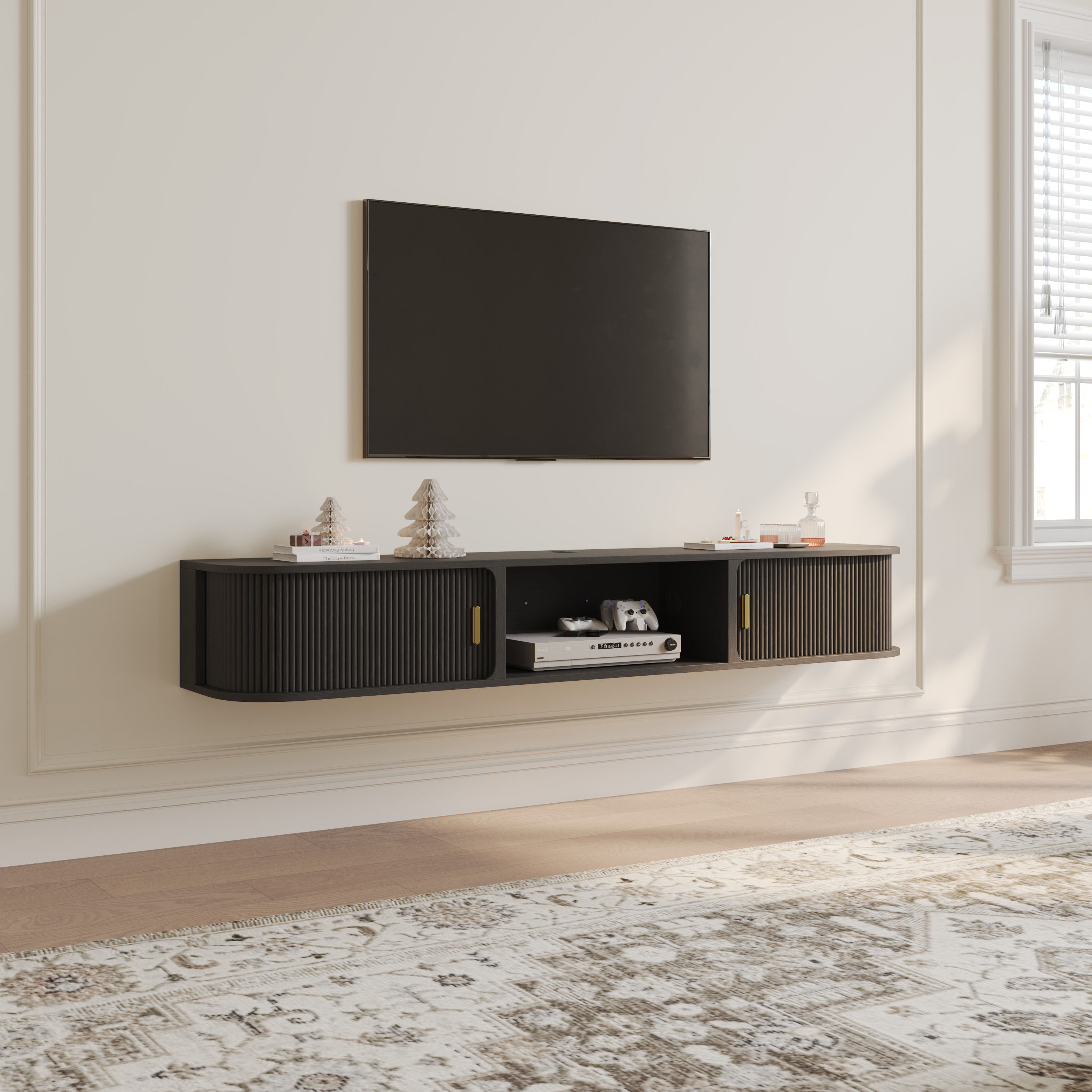 with Storage Black Plywood TV Stands