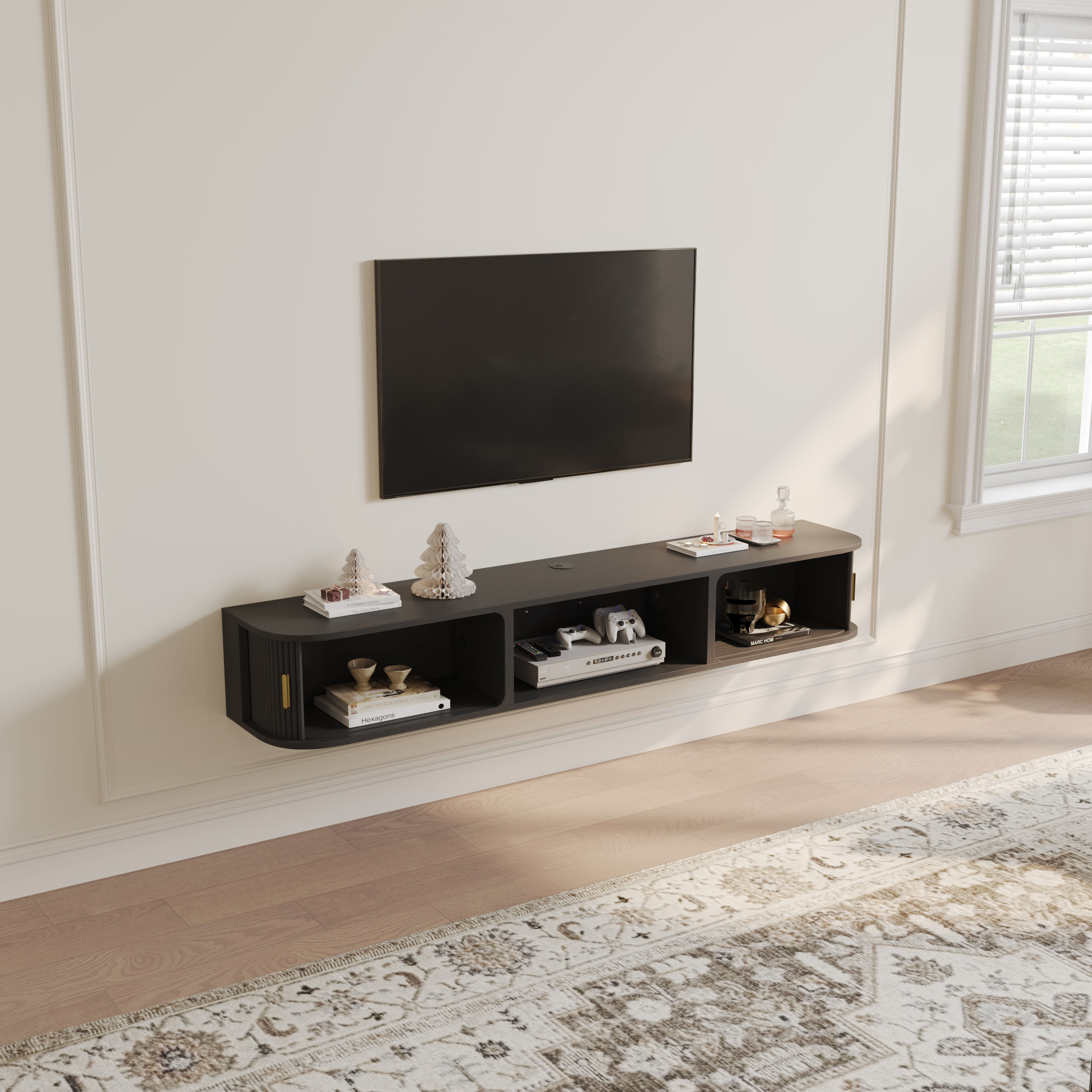 with Storage Black Plywood TV Stands