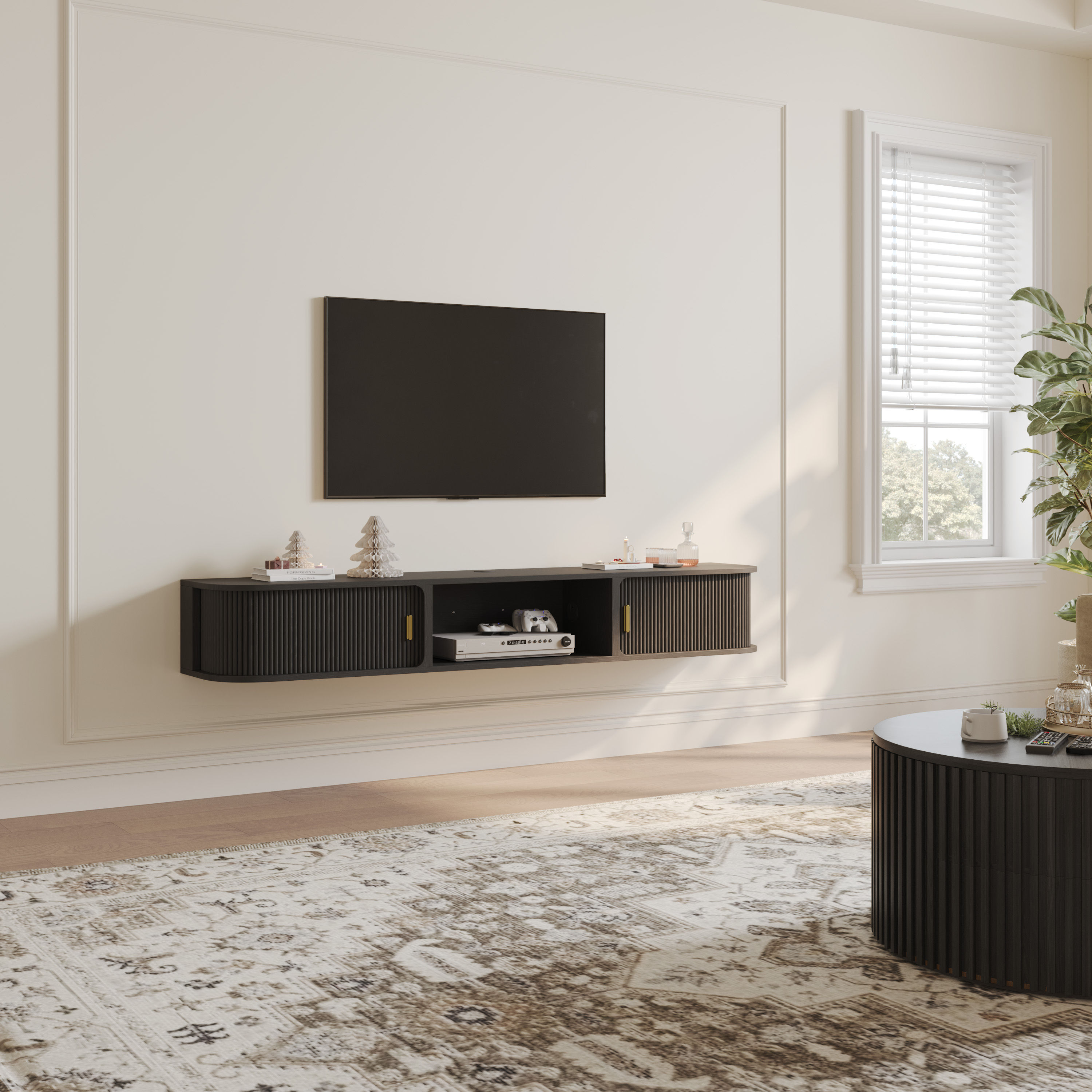 Mid Century Modern Black Plywood TV Stands