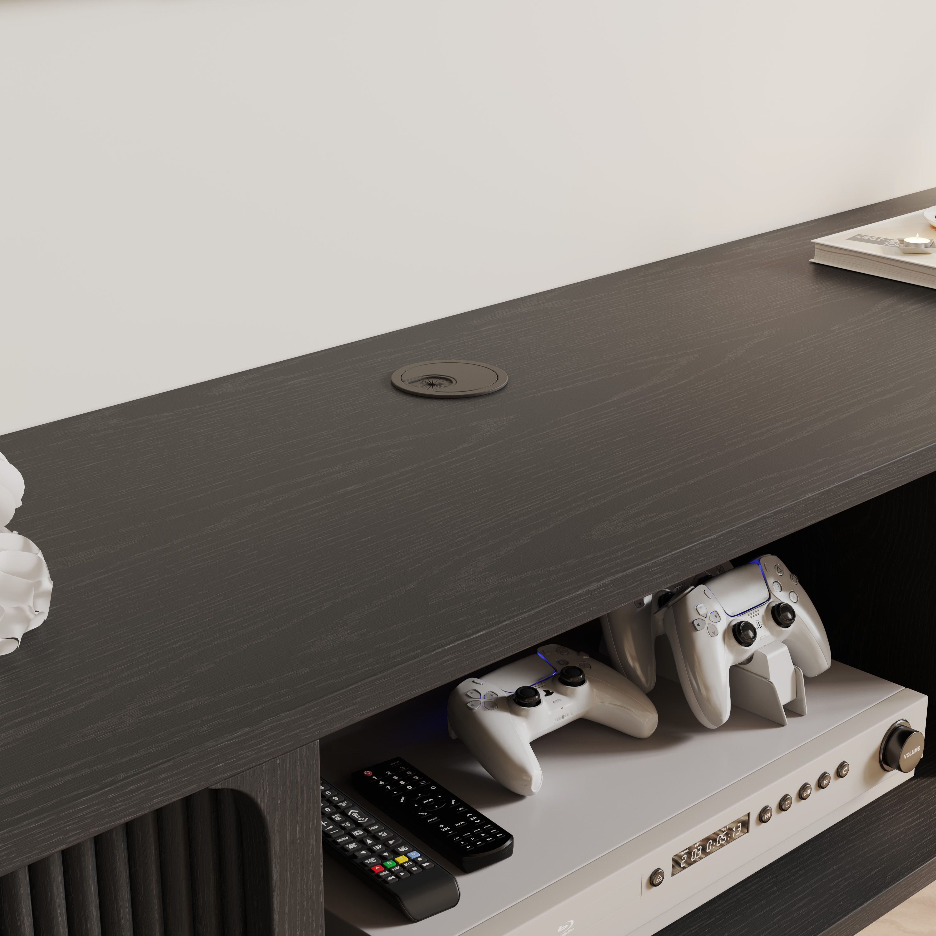 with Storage Black Plywood TV Stands