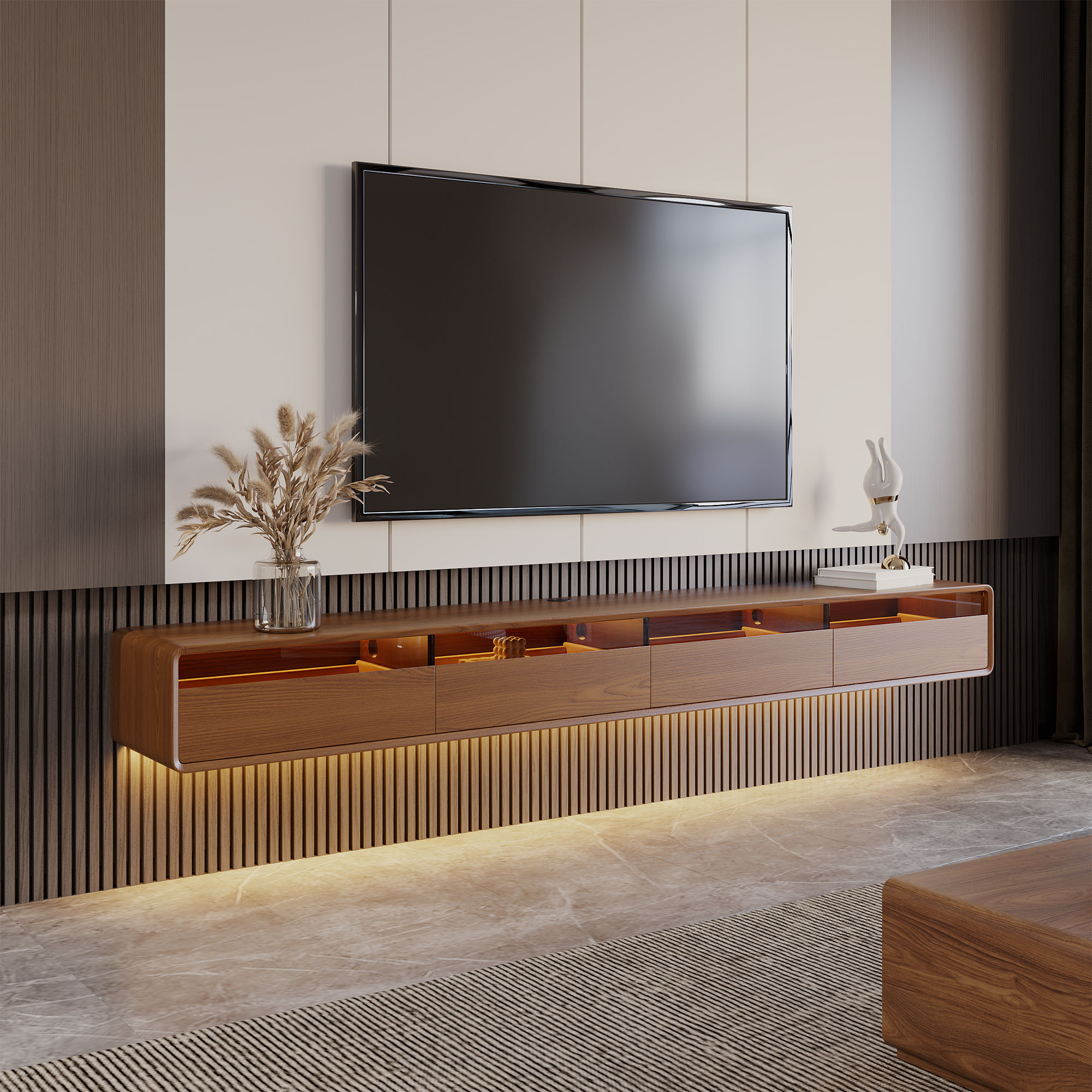 with Storage Walnut Color MDF TV Stands