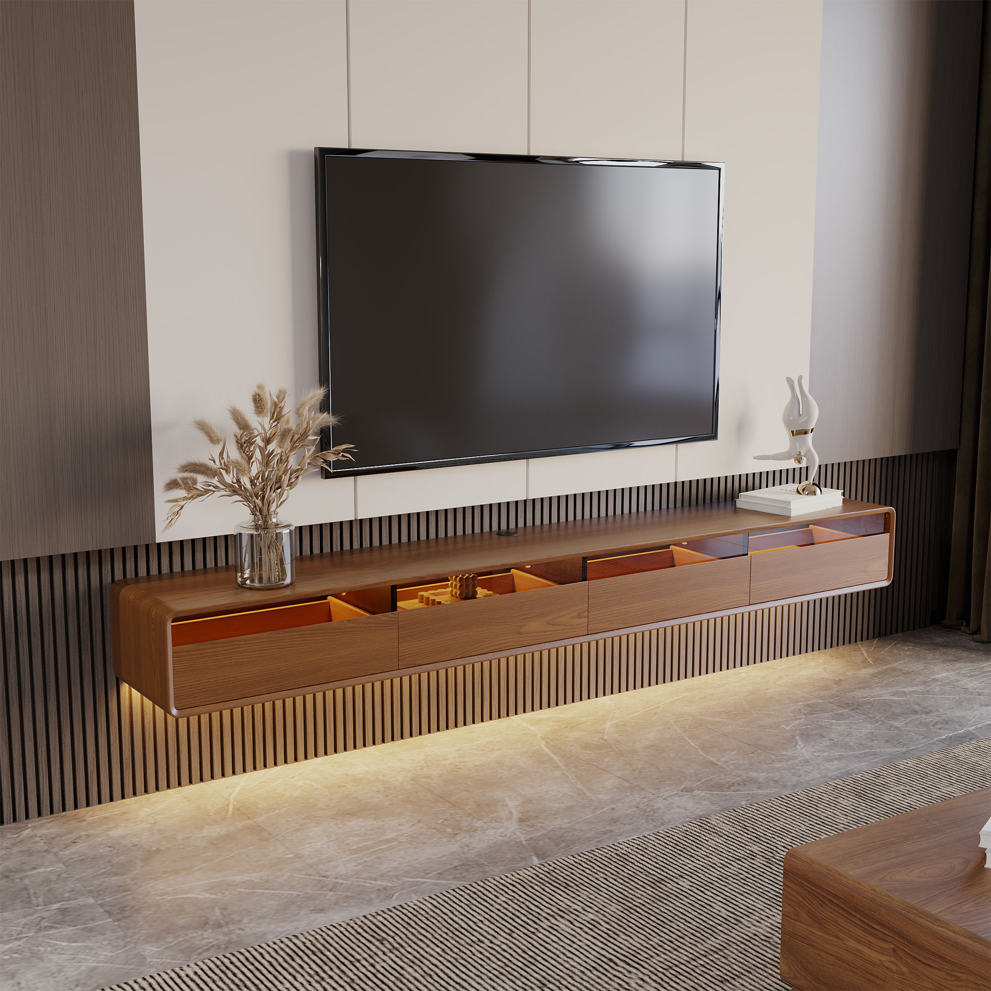 with Light Walnut Color MDF TV Stands