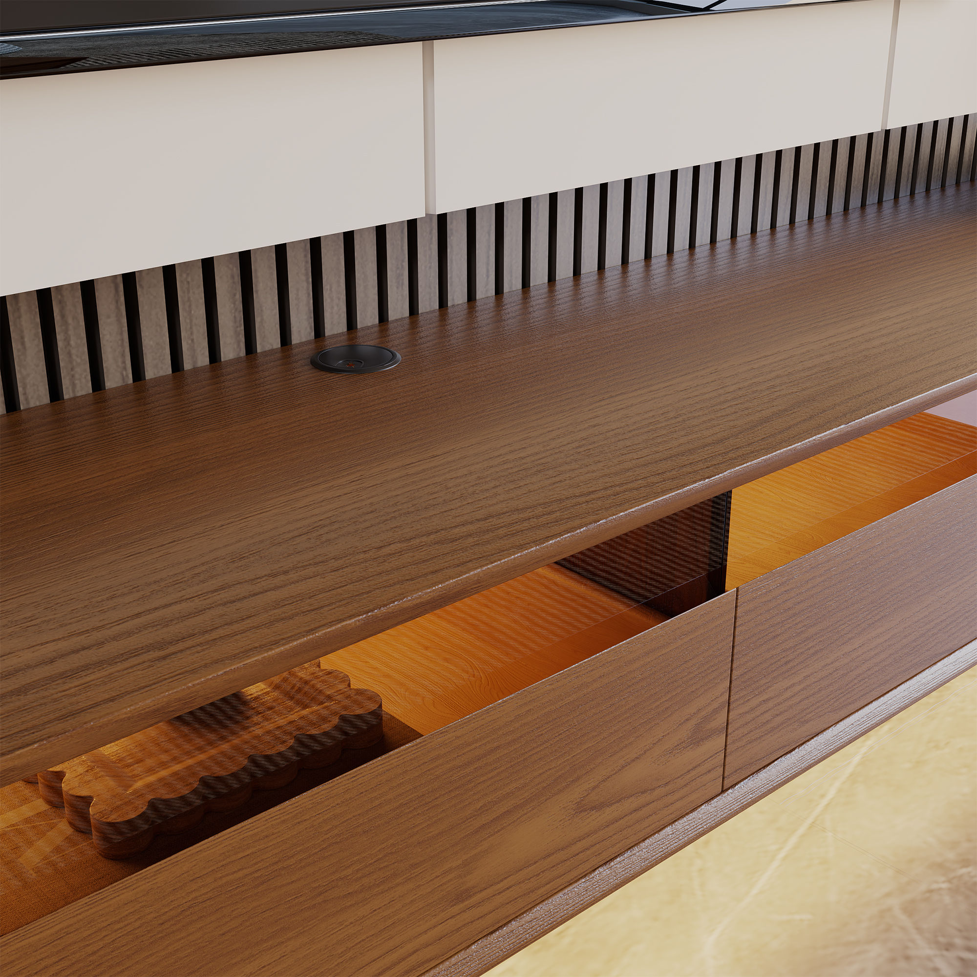 with Storage Walnut Color MDF TV Stands