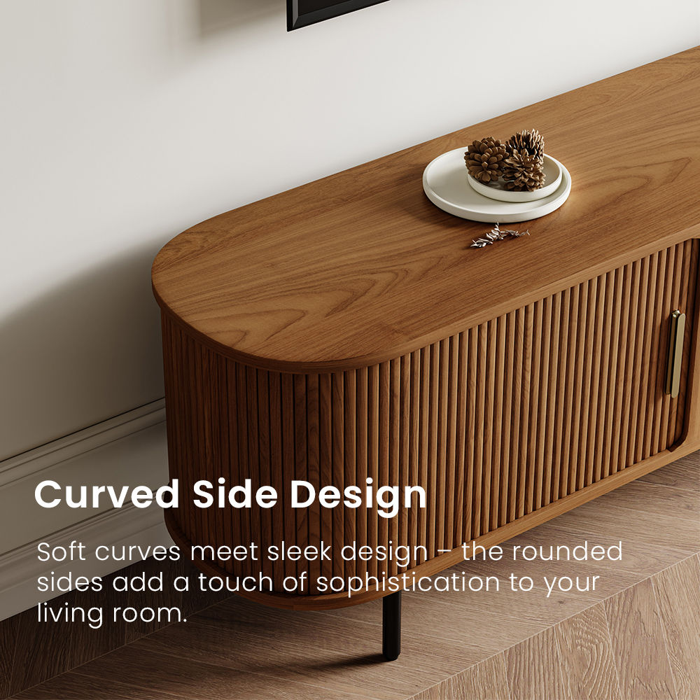 Floor TV Stand Walnut Color Plywood TV Stands