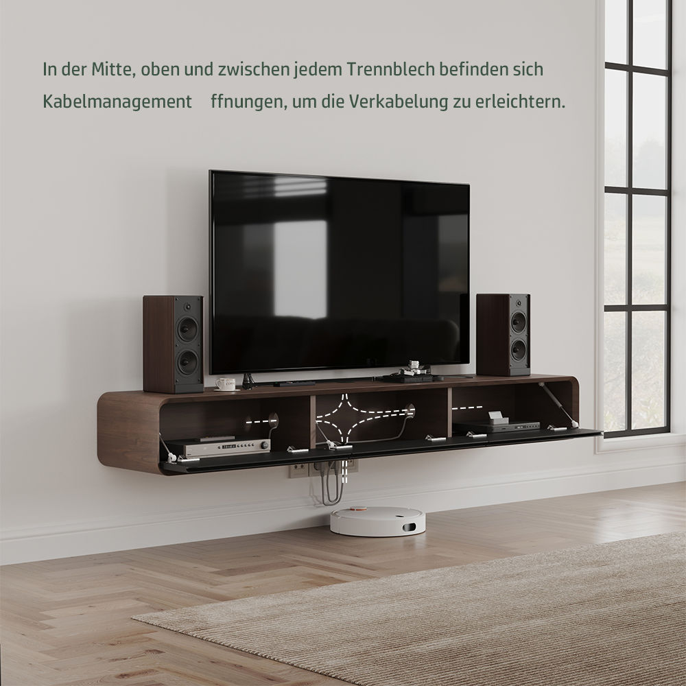 mit Schubladen Dunkles Holz und Schwarz  MDF TV-Möbel