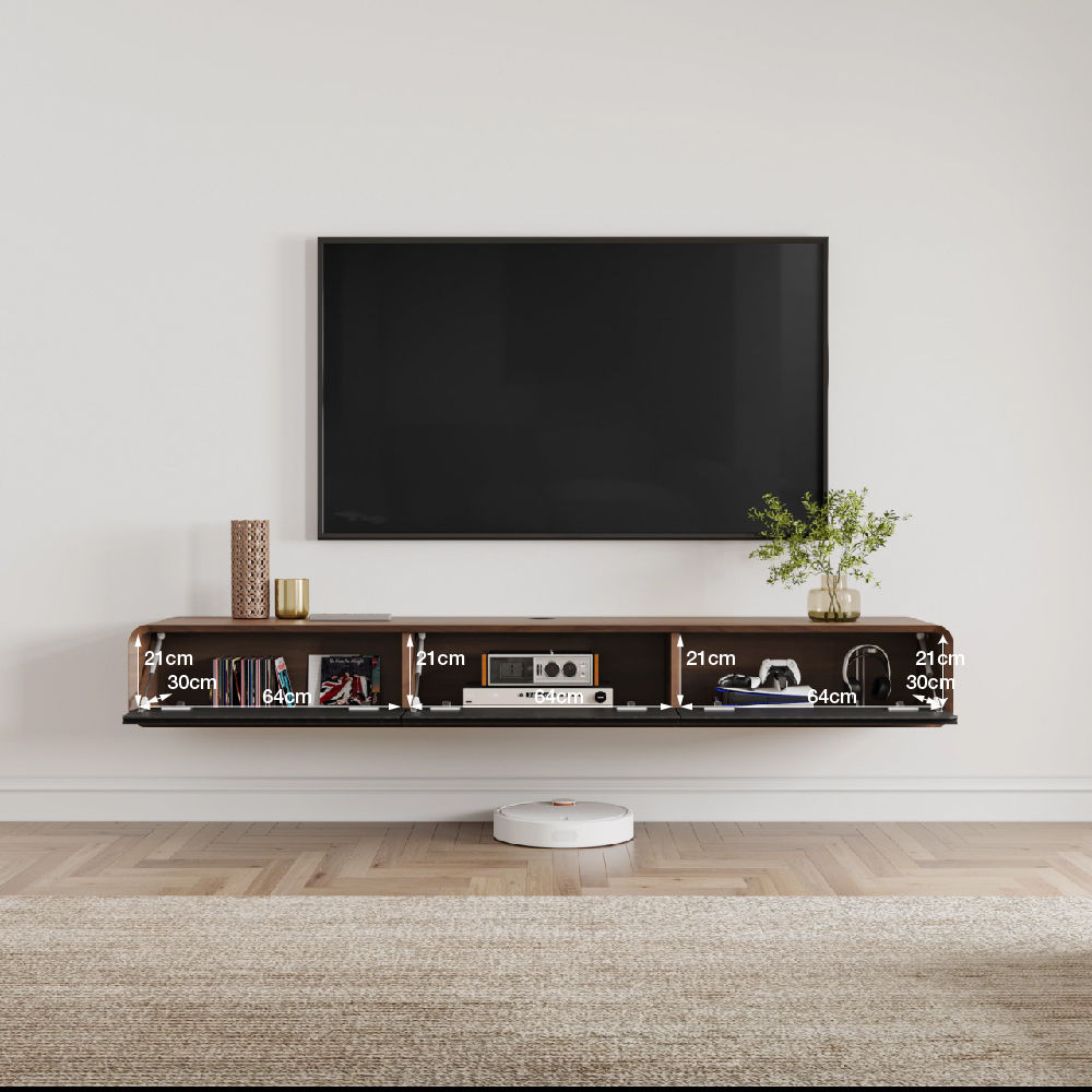 Modern Dunkles Holz und Schwarz  MDF TV-Möbel