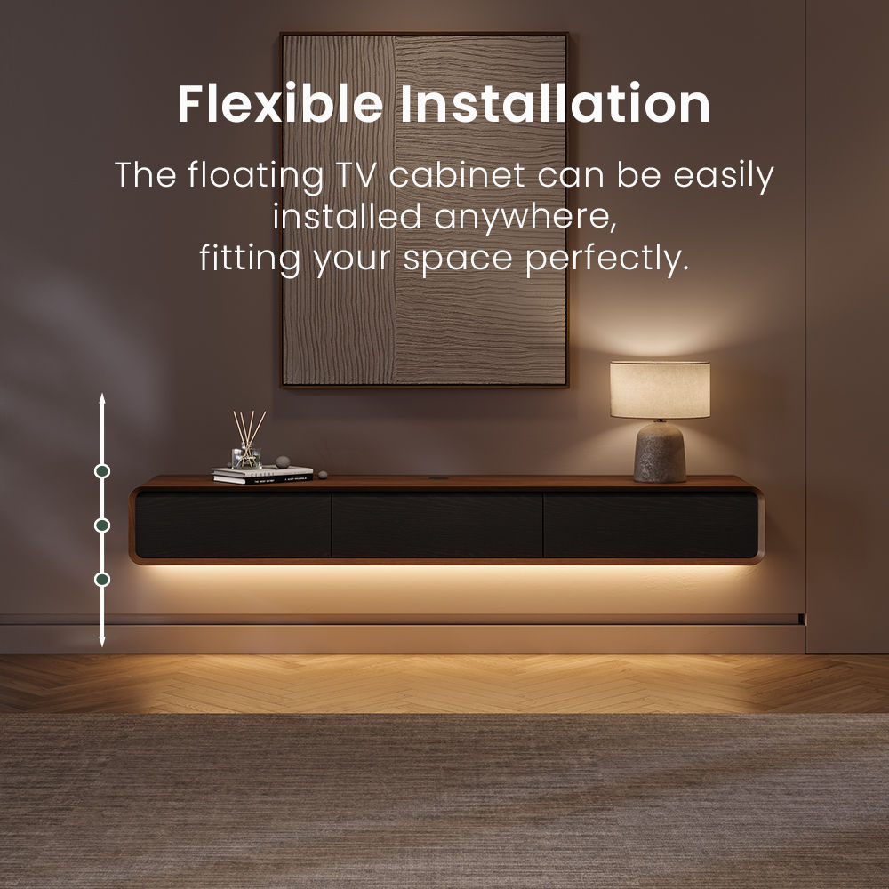 Floating Dark Wood & Black MDF TV Stands