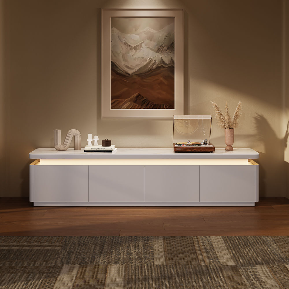 Sintered Stone White MDF TV Stands