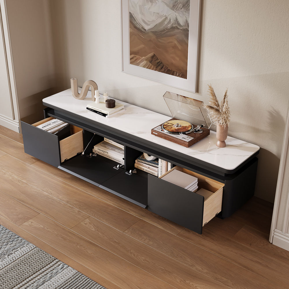 Wood White & Black MDF TV Stands