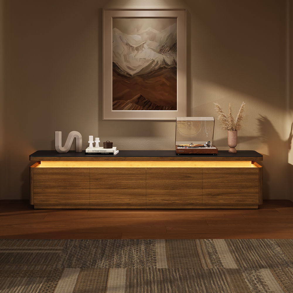 Fully Assemble Dark Wood & Black MDF TV Stands