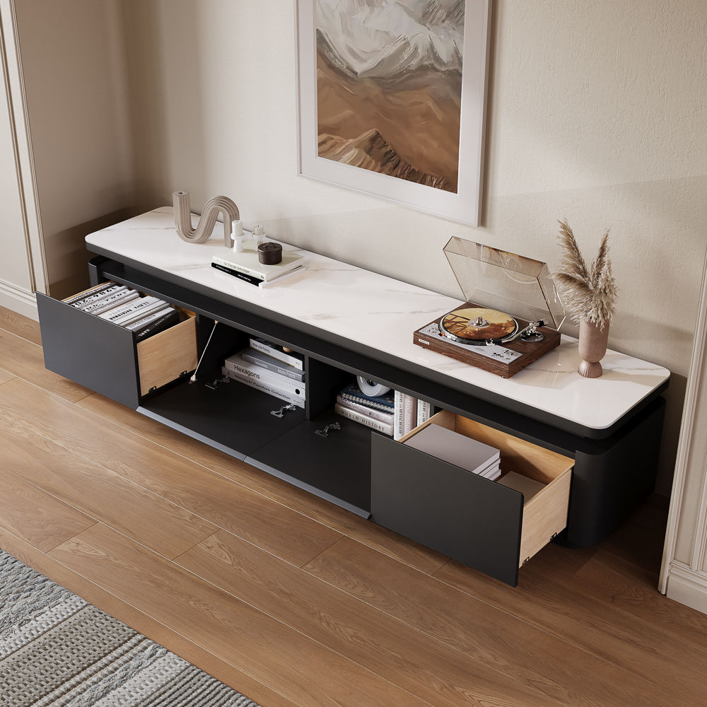 On the Ground White & Black MDF TV Stands