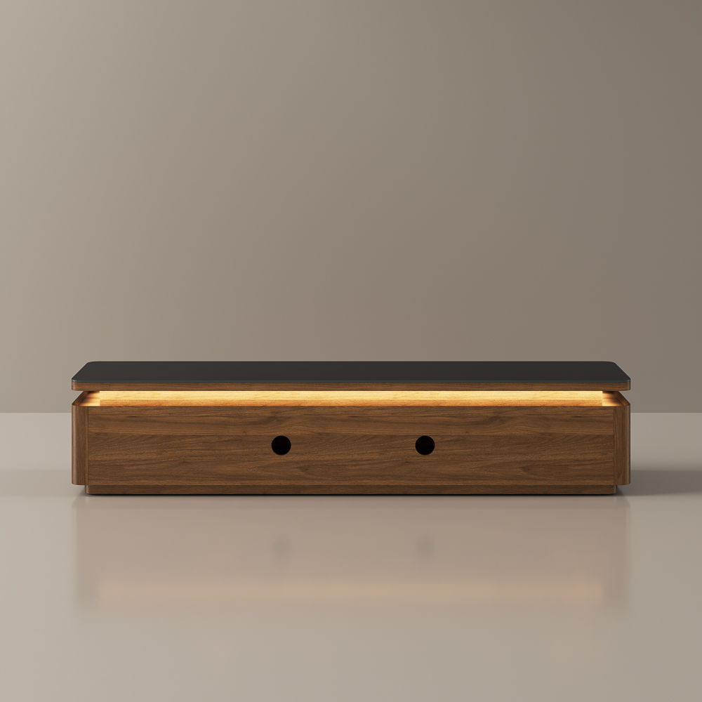 Sintered Stone Dark Wood & Black MDF TV Stands