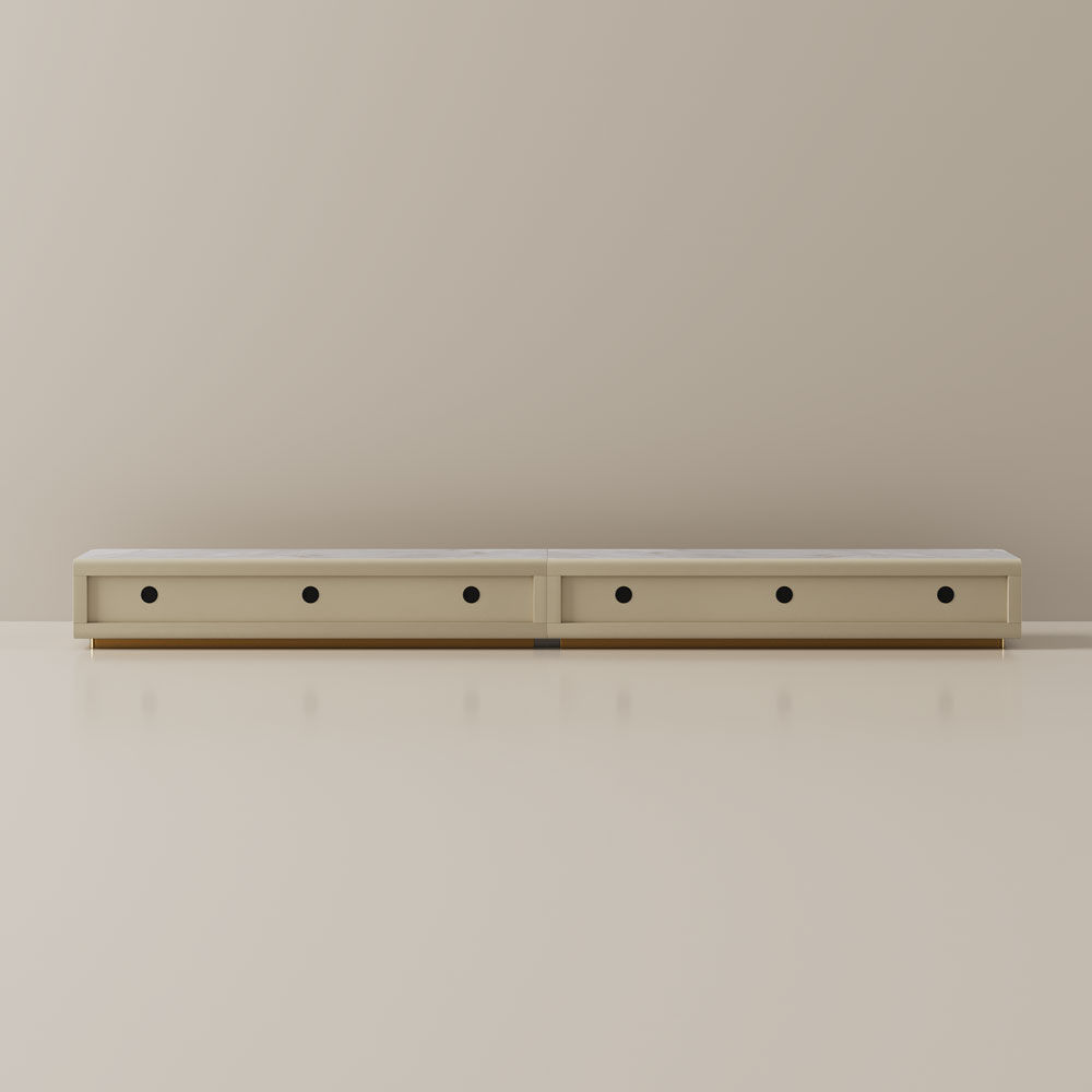 Modern Luxury Beige Plywood & Marble TV Stands