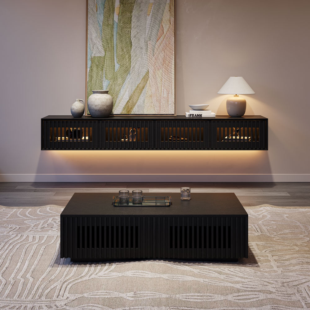 Walnut Black MDF TV Stands