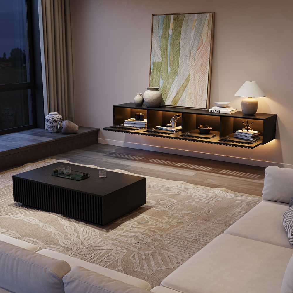FLOAT Black MDF TV Stands