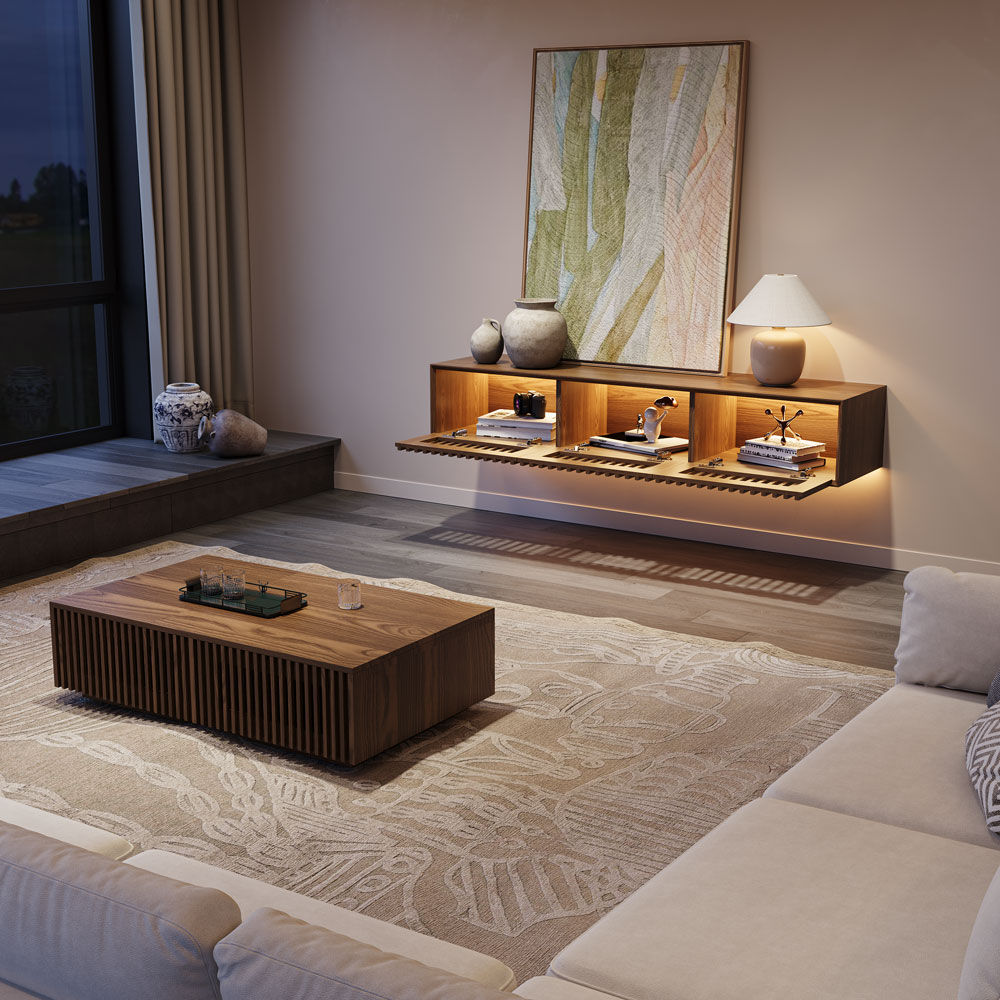 VISION Walnut Color MDF TV Stands
