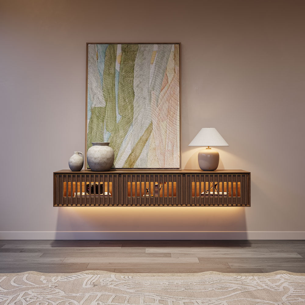 FLOAT Walnut Color MDF TV Stands