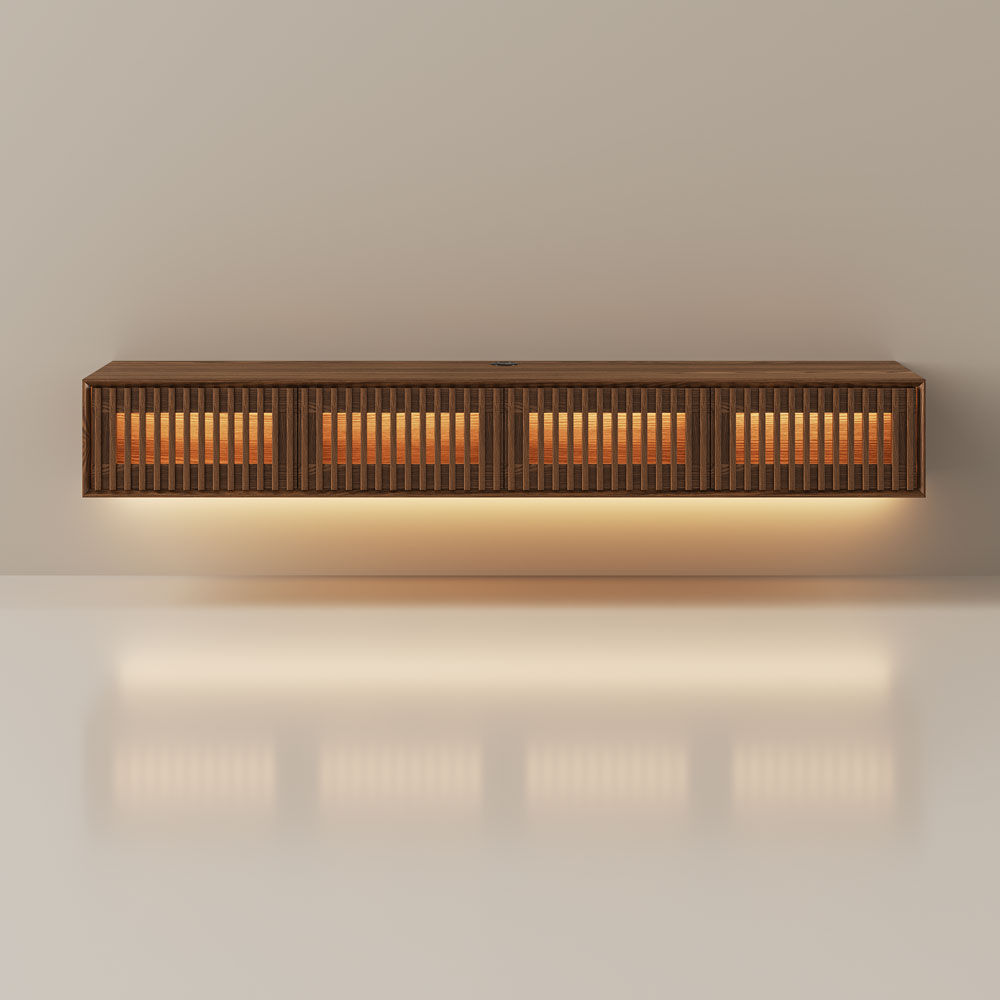 Rectangular Walnut Color MDF TV Stands