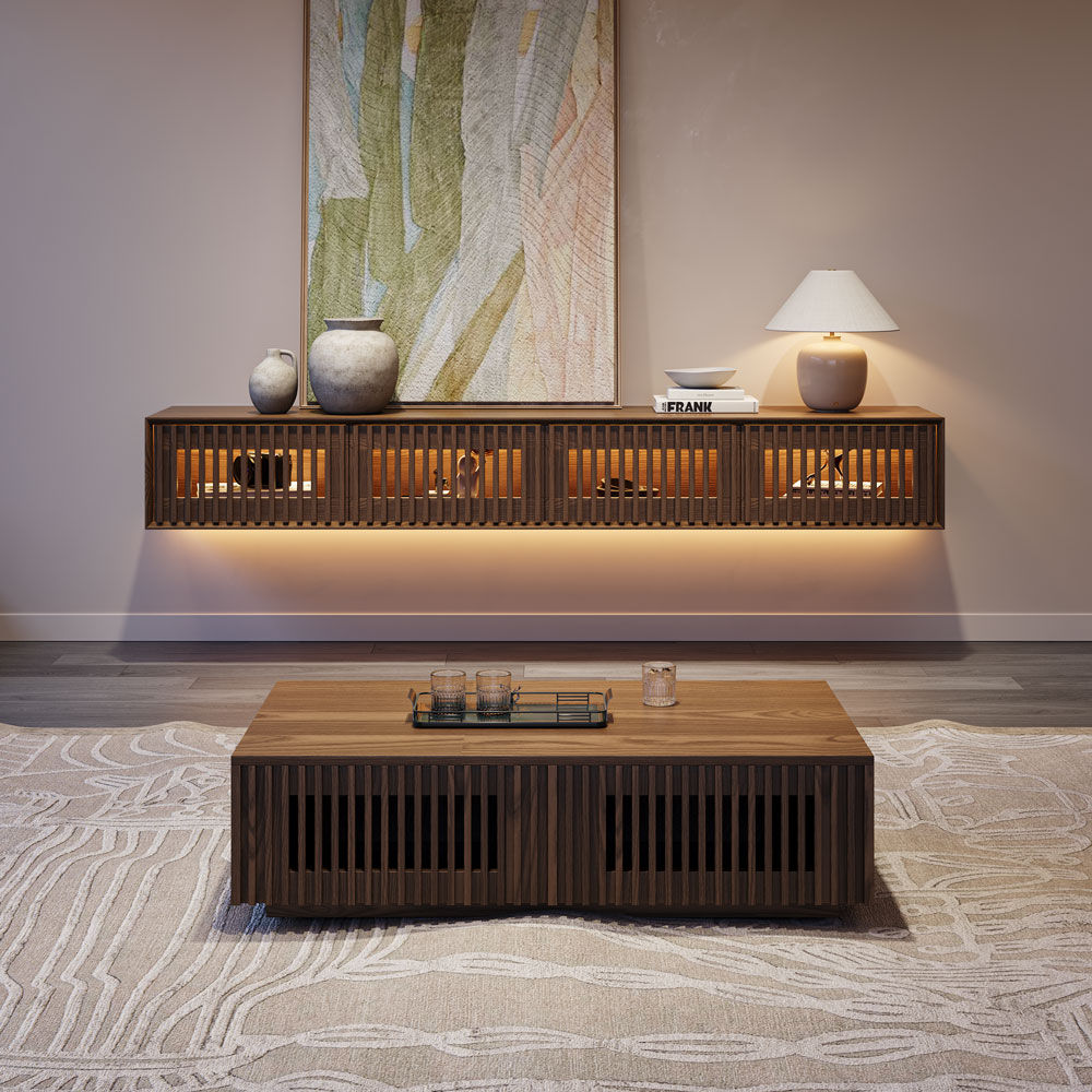 Wood Walnut Color MDF TV Stands