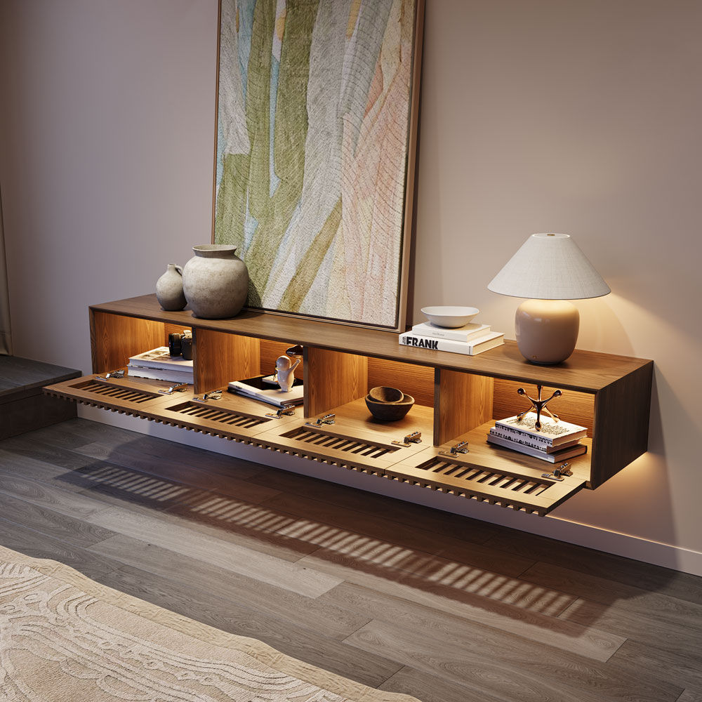 Fully Assemble Walnut Color MDF TV Stands