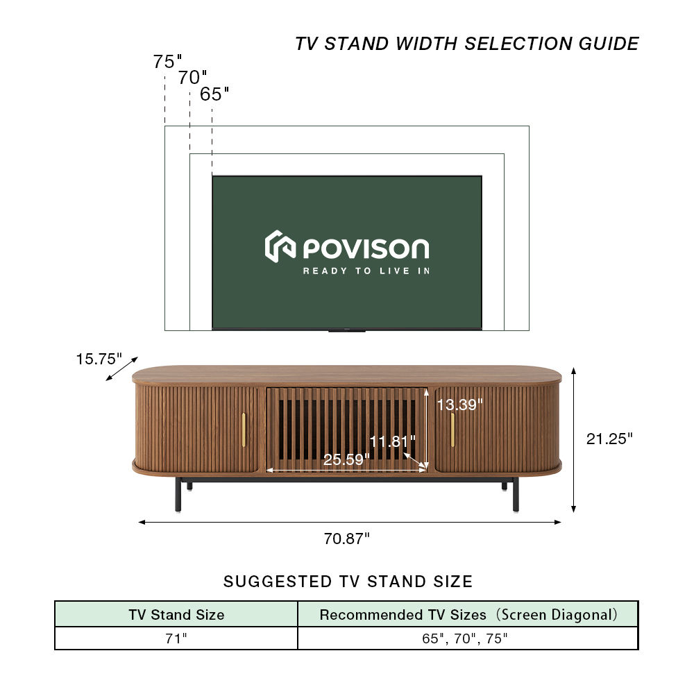 Floor TV Stand Walnut Color Plywood TV Stands